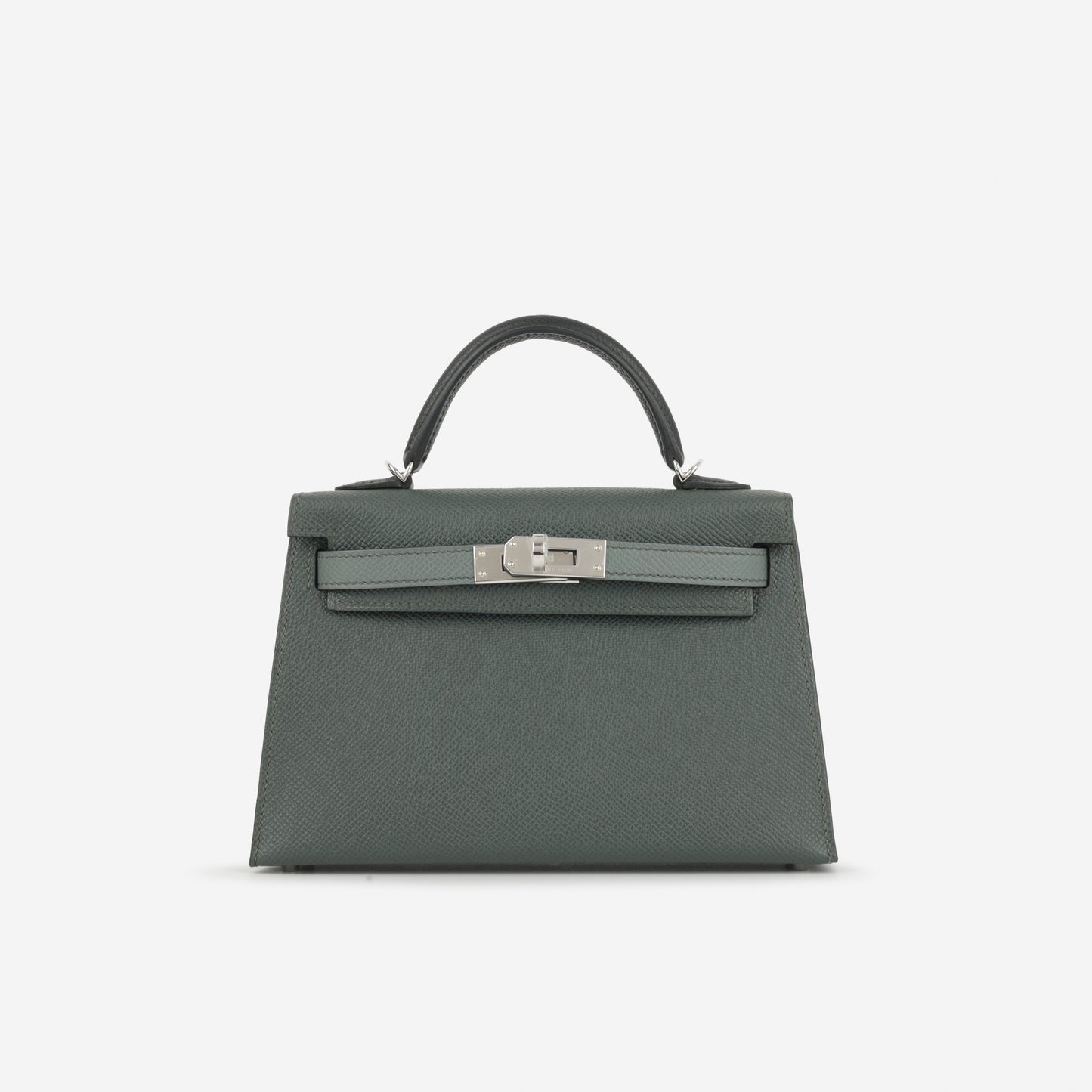 Hermès Mini Kelly Tricolore - Vert Amande / Noir Epsom / Vert Mangrove | Palladium Hardware