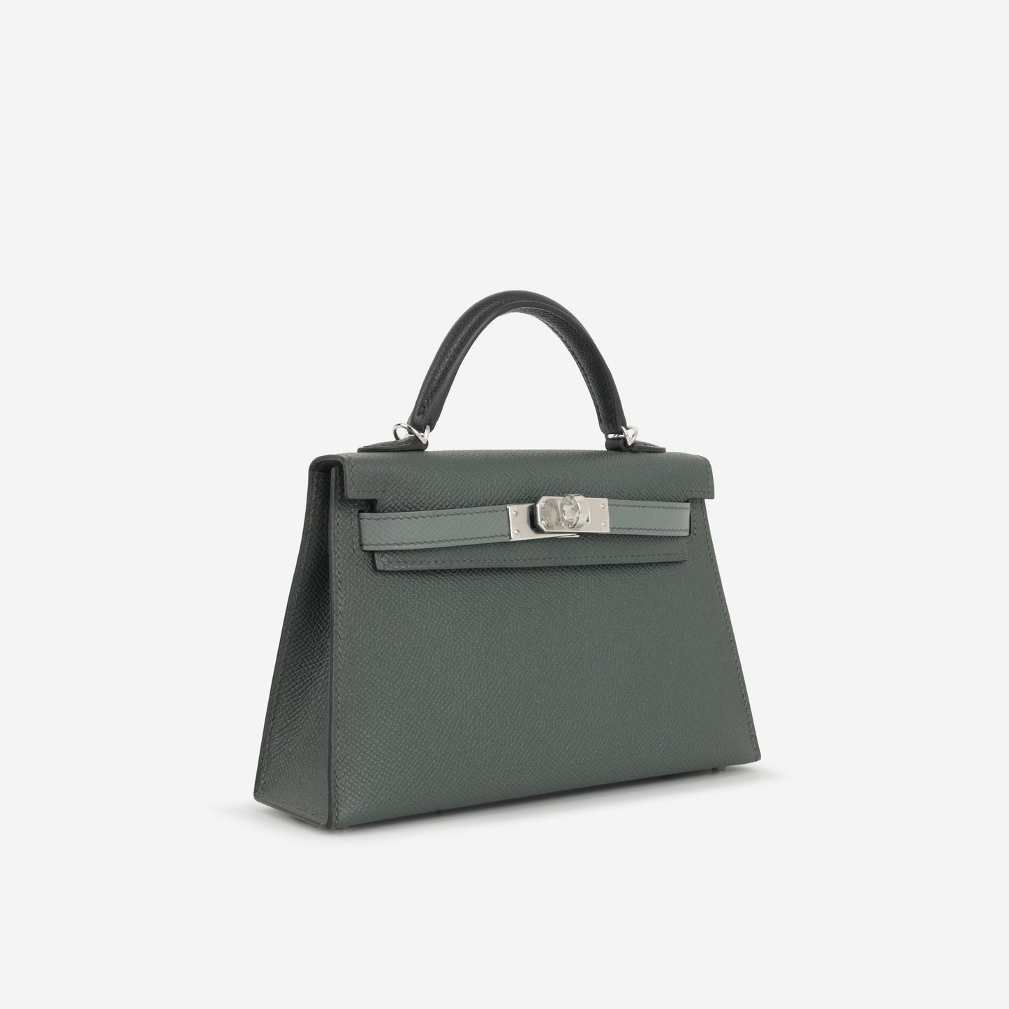Hermès Mini Kelly Tricolore - Vert Amande / Noir Epsom / Vert Mangrove | Palladium Hardware