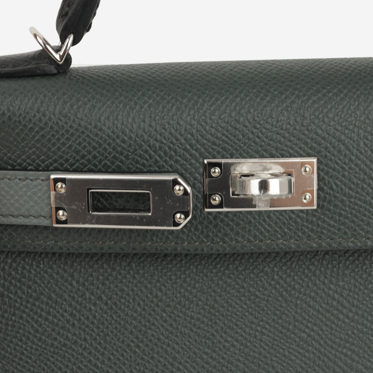 Hermès Mini Kelly Tricolore - Vert Amande / Noir Epsom / Vert Mangrove | Palladium Hardware