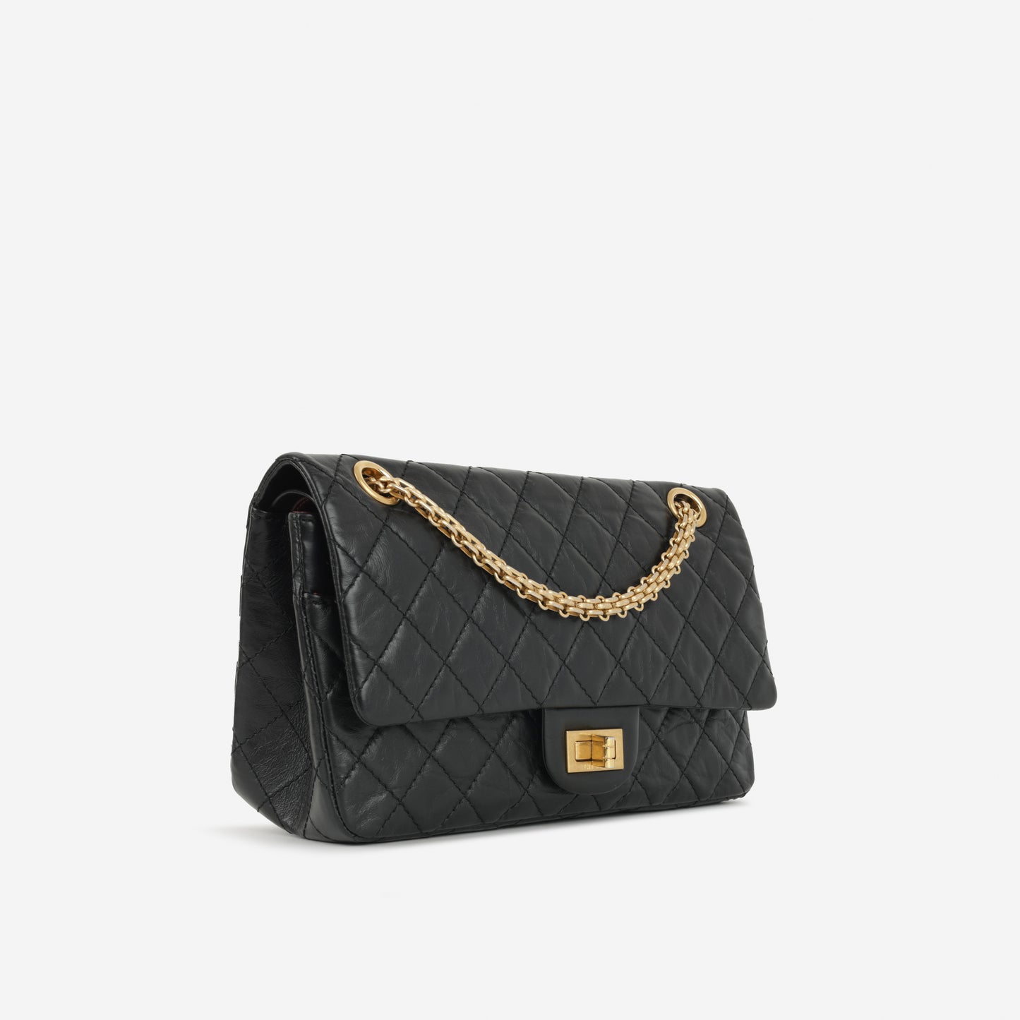 2.55 Reissue 225 - Black Crumpled Calfskin | Gold Hardware