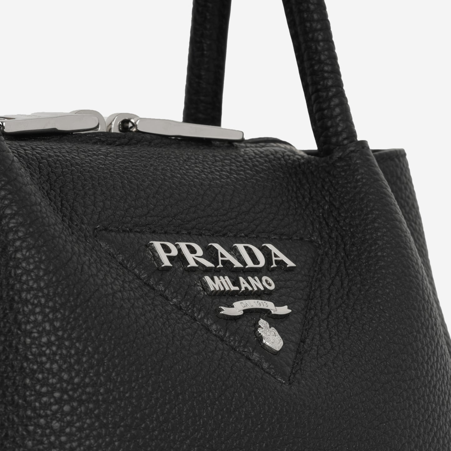 Prada Mini Daino - Black Taurillon | Silver Hardware