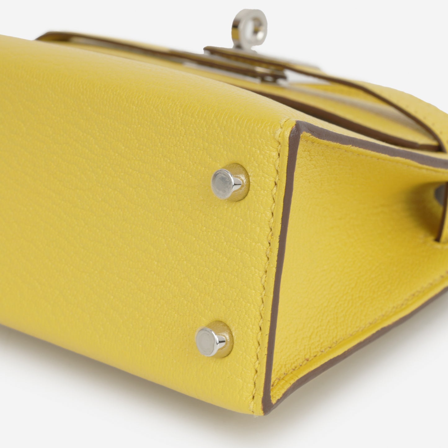 Hermès Verso Mini Kelly - Jaune De Naples Chevron Mysore / Beton Interior | Palladium Hardware