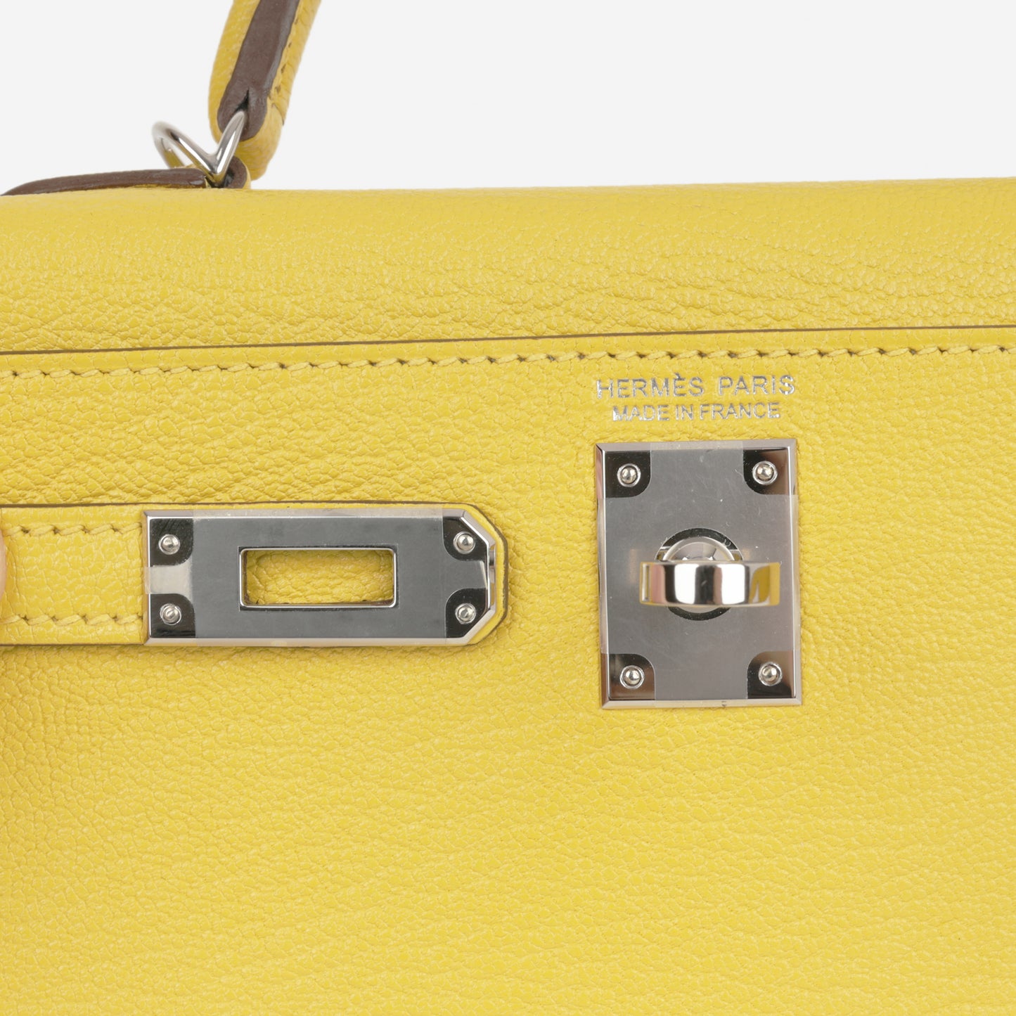 Hermès Verso Mini Kelly - Jaune De Naples Chevron Mysore / Beton Interior | Palladium Hardware