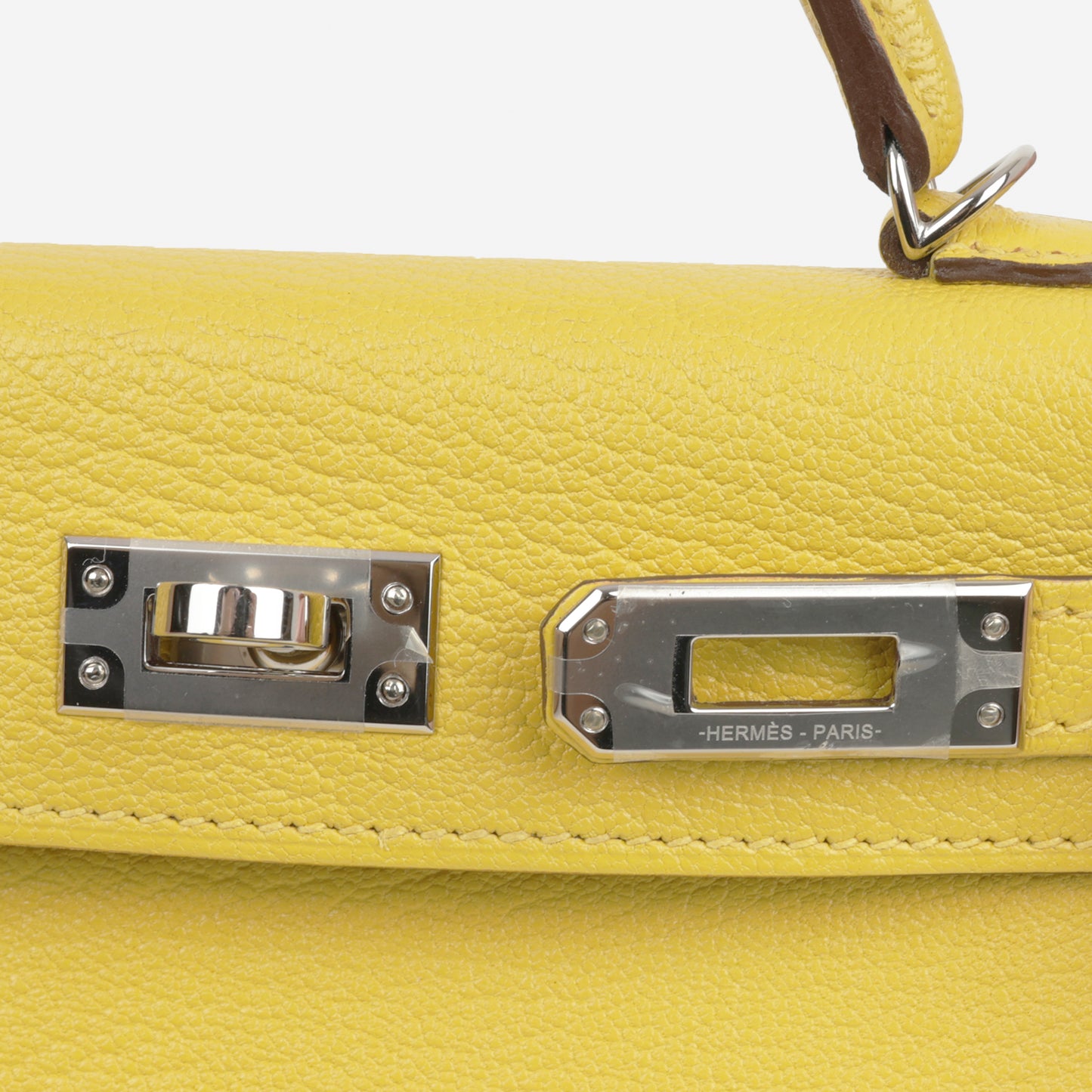 Hermès Verso Mini Kelly - Jaune De Naples Chevron Mysore / Beton Interior | Palladium Hardware