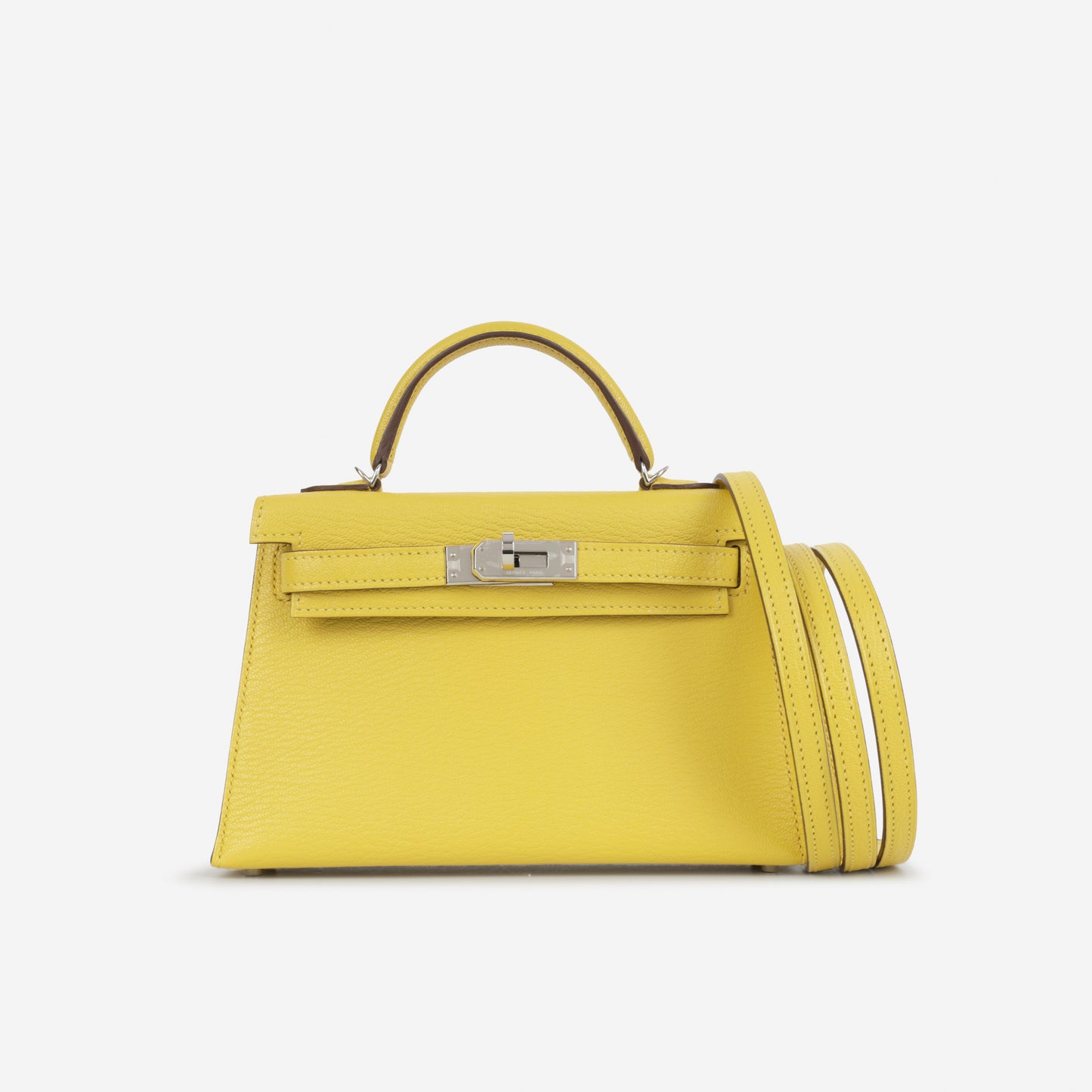 Hermès Verso Mini Kelly - Jaune De Naples Chevron Mysore / Beton Interior | Palladium Hardware