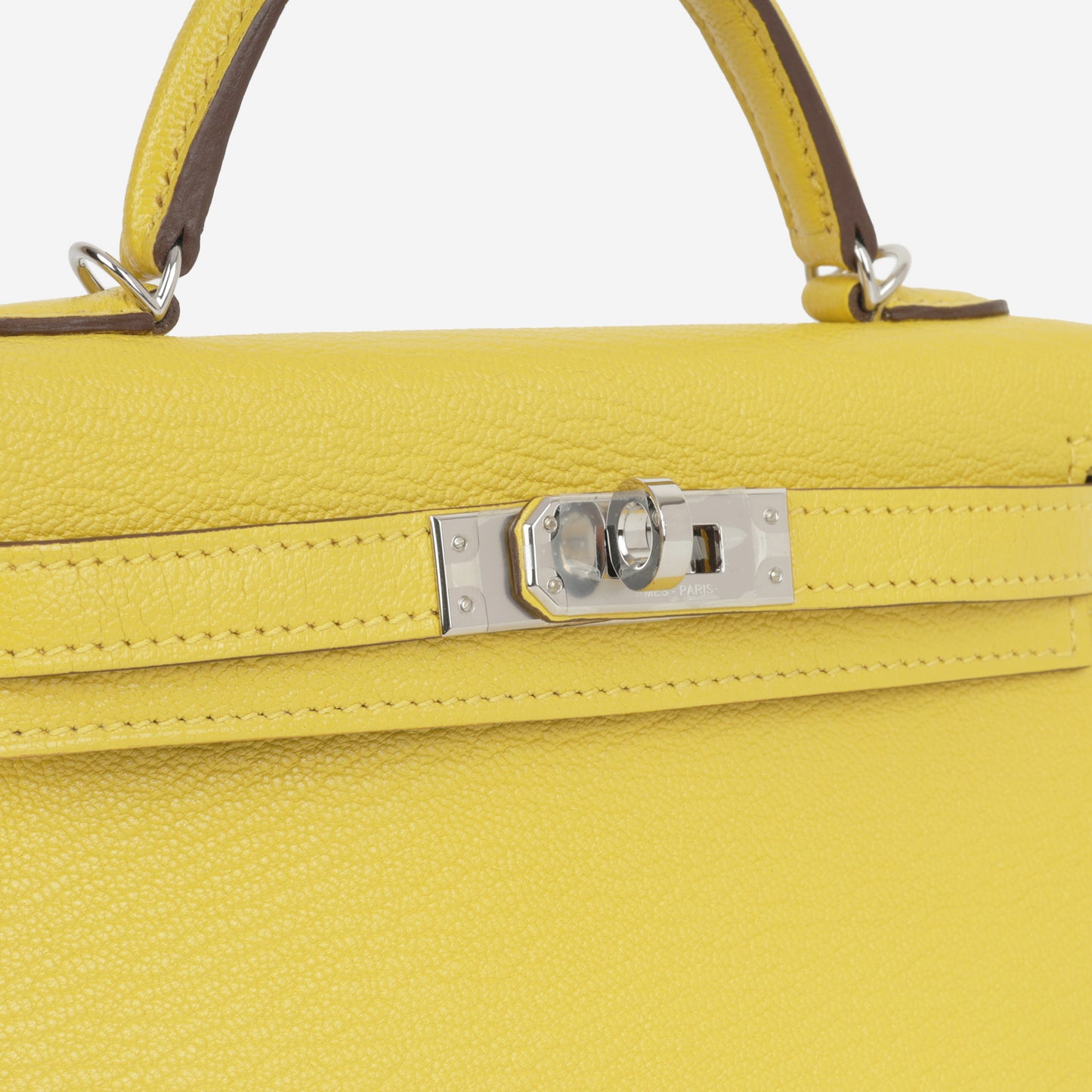 Hermès Verso Mini Kelly - Jaune De Naples Chevron Mysore / Beton Interior | Palladium Hardware