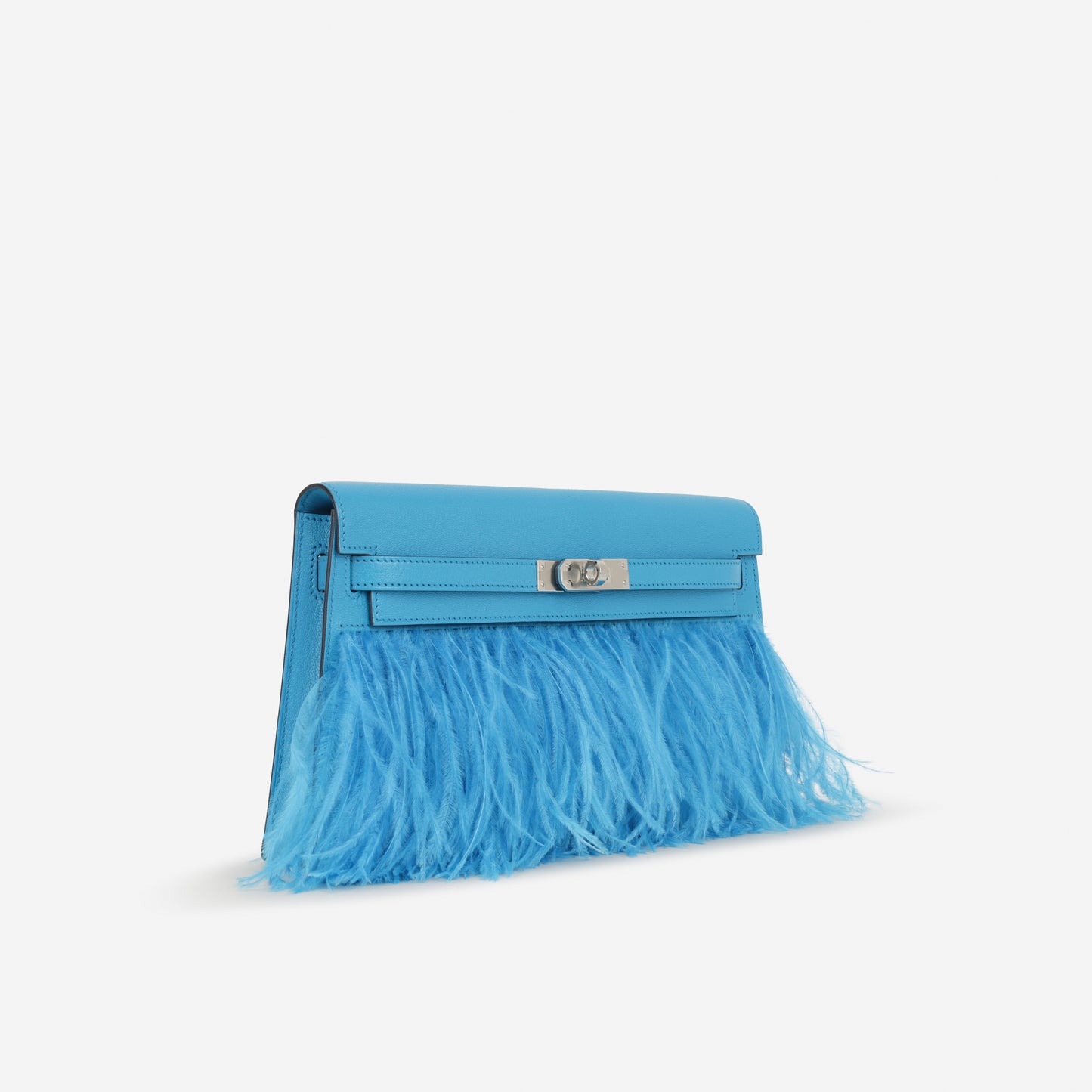 Hermès Kelly Elan Foile - Bleu Frida Chevre Chamkila / Plumes D'Autruche | Palladium Hardware