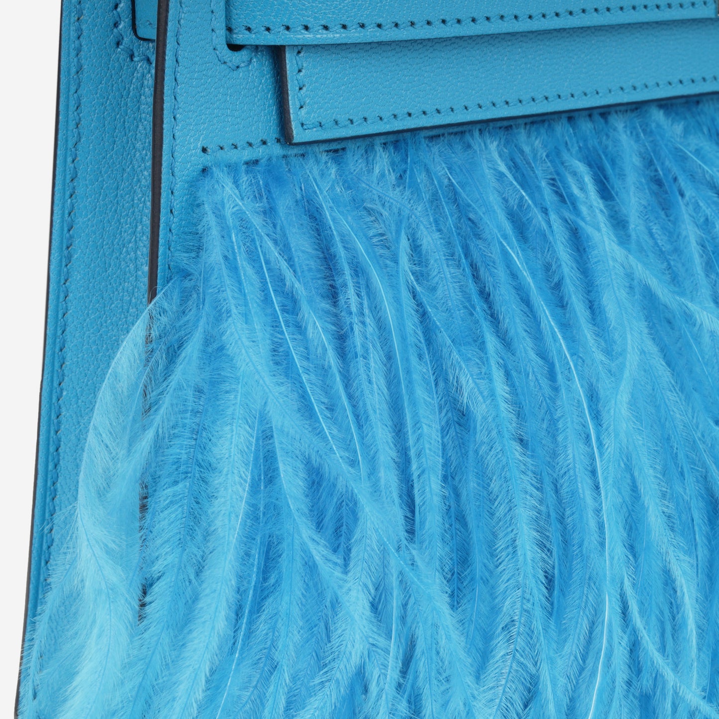 Hermès Kelly Elan Foile - Bleu Frida Chevre Chamkila / Plumes D'Autruche | Palladium Hardware