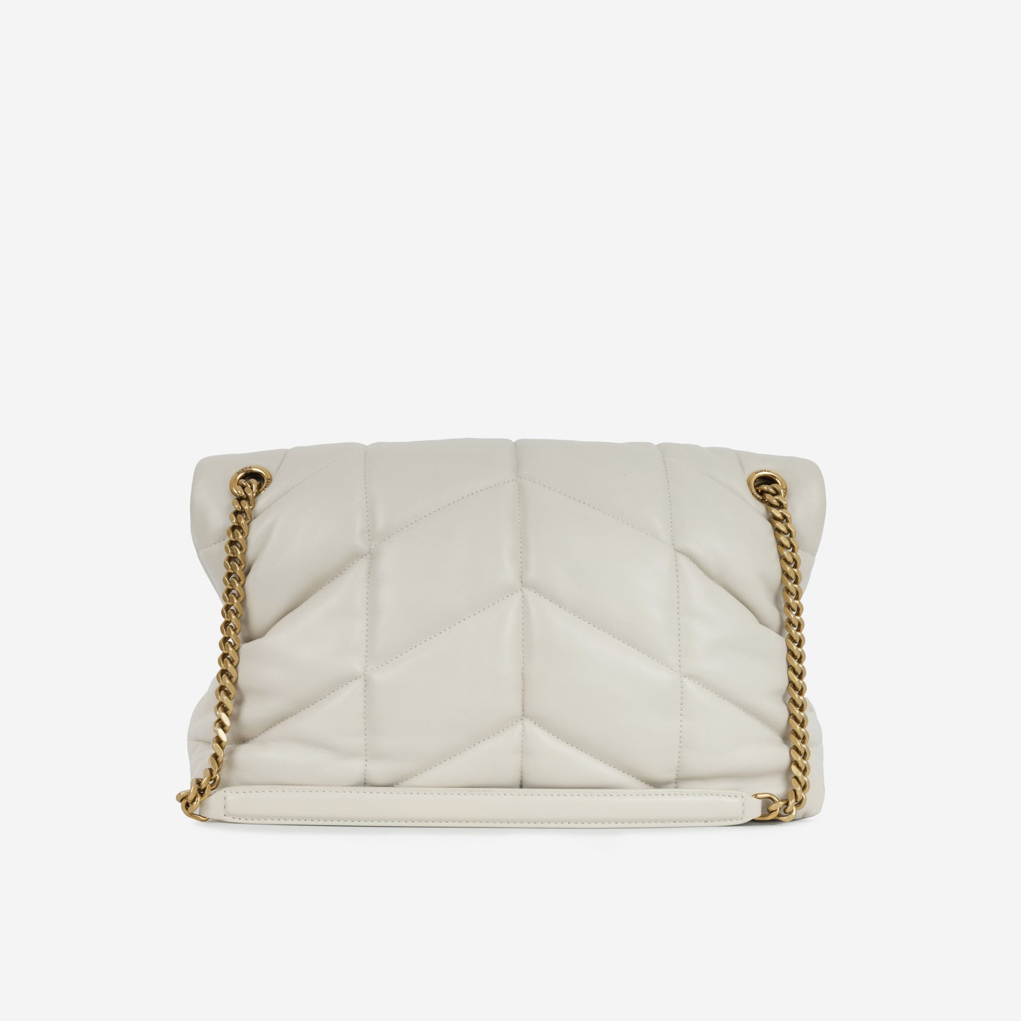 Saint Laurent Medium Lou Puffer - Ivory Lambskin | Gold Hardware