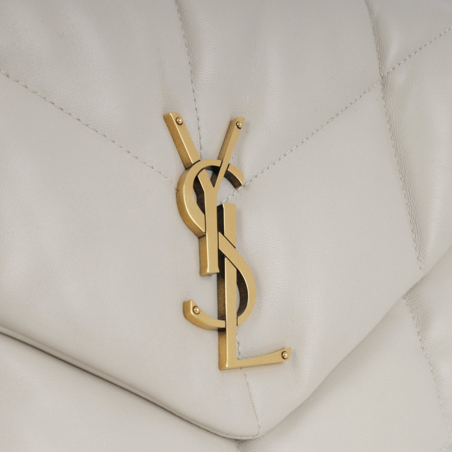 Saint Laurent Medium Lou Puffer - Ivory Lambskin | Gold Hardware