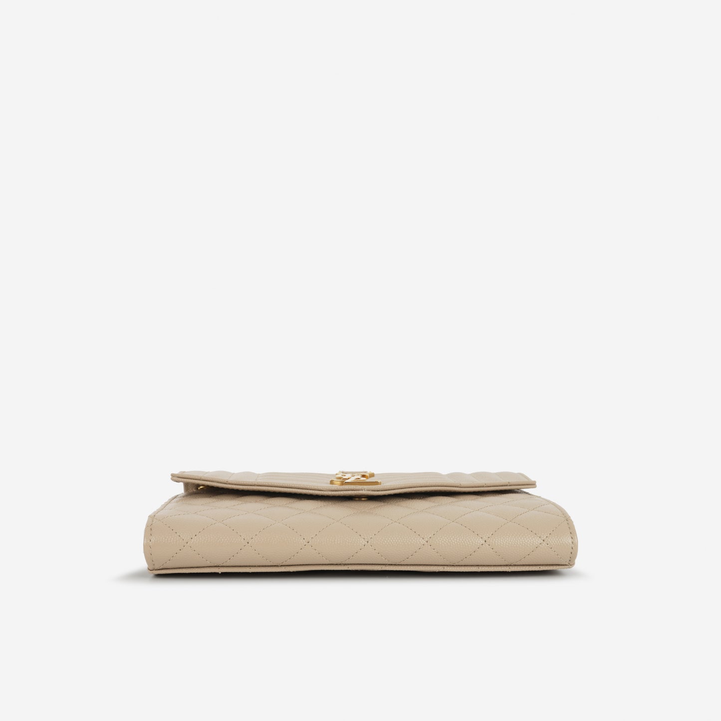 Saint Laurent  Envelope Quilted Clutch - Beige Grained Calfskin | Gold Hardware