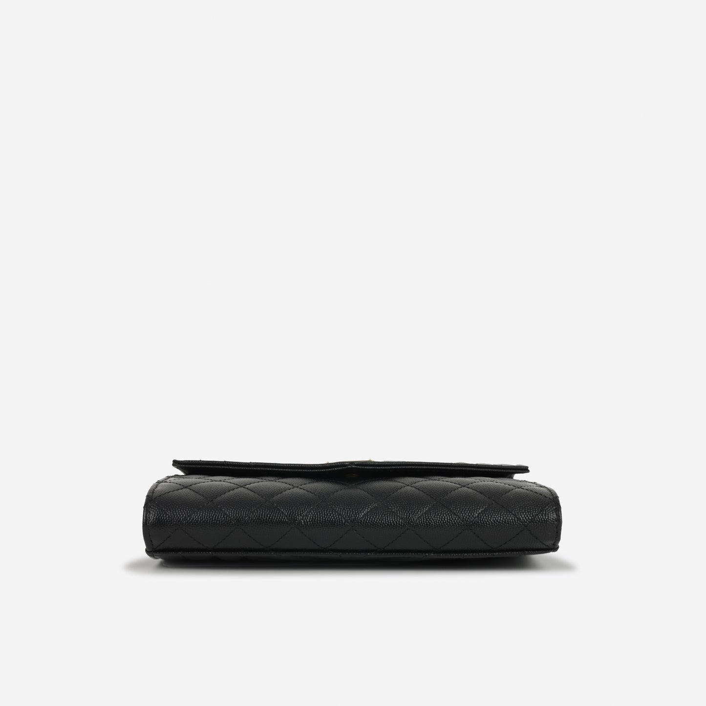 Saint Laurent  Envelope Quilted Clutch - Black Grained Calfskin | Gold Hardware