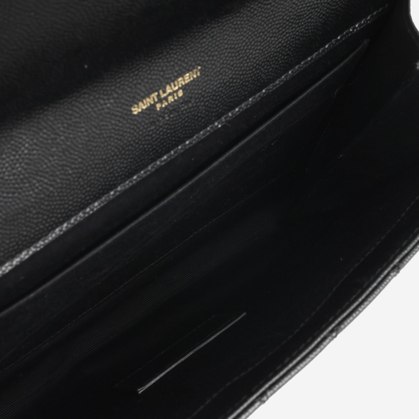 Saint Laurent  Envelope Quilted Clutch - Black Grained Calfskin | Gold Hardware