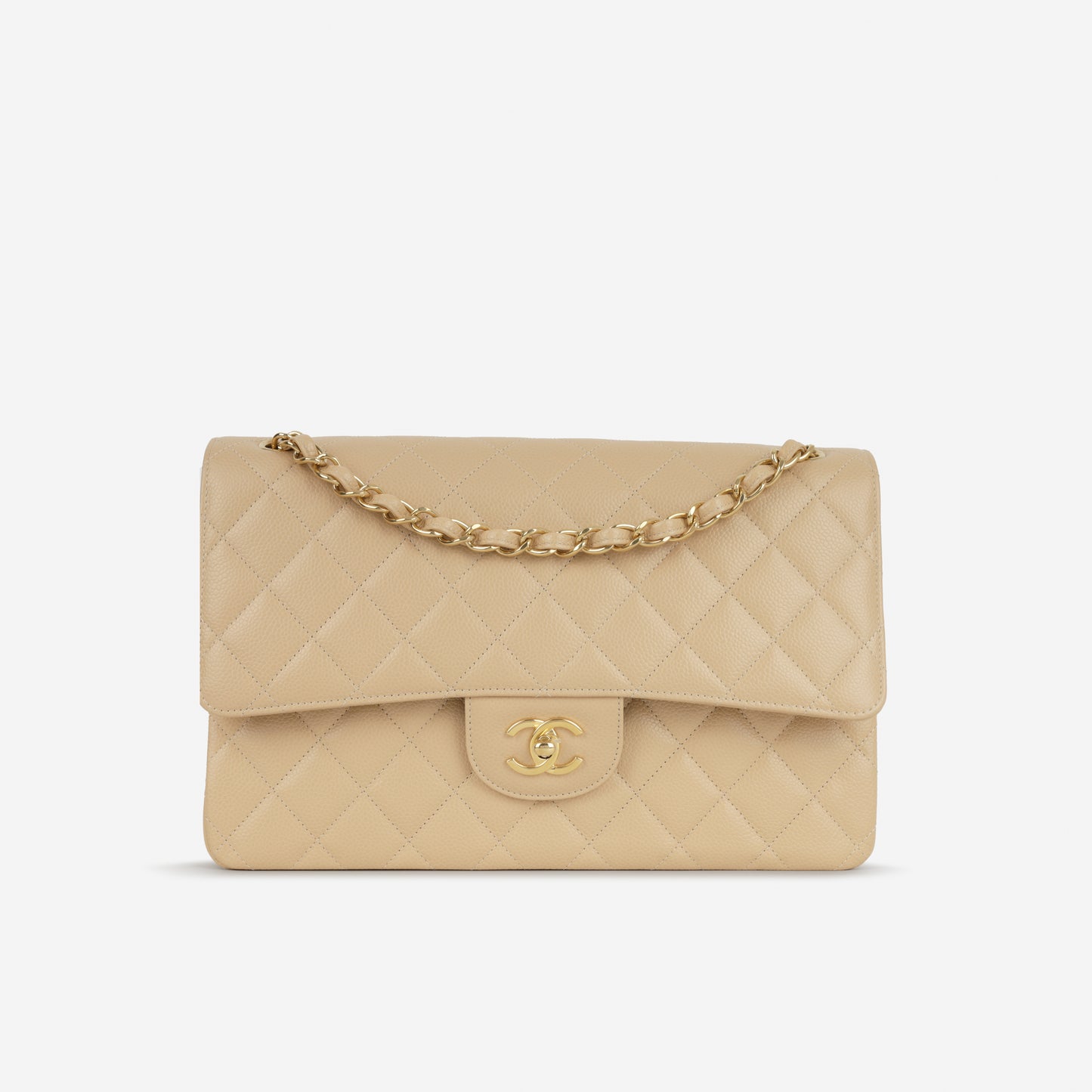 Chanel Classic Jumbo Double Flap - Beige Caviar | Gold Hardware