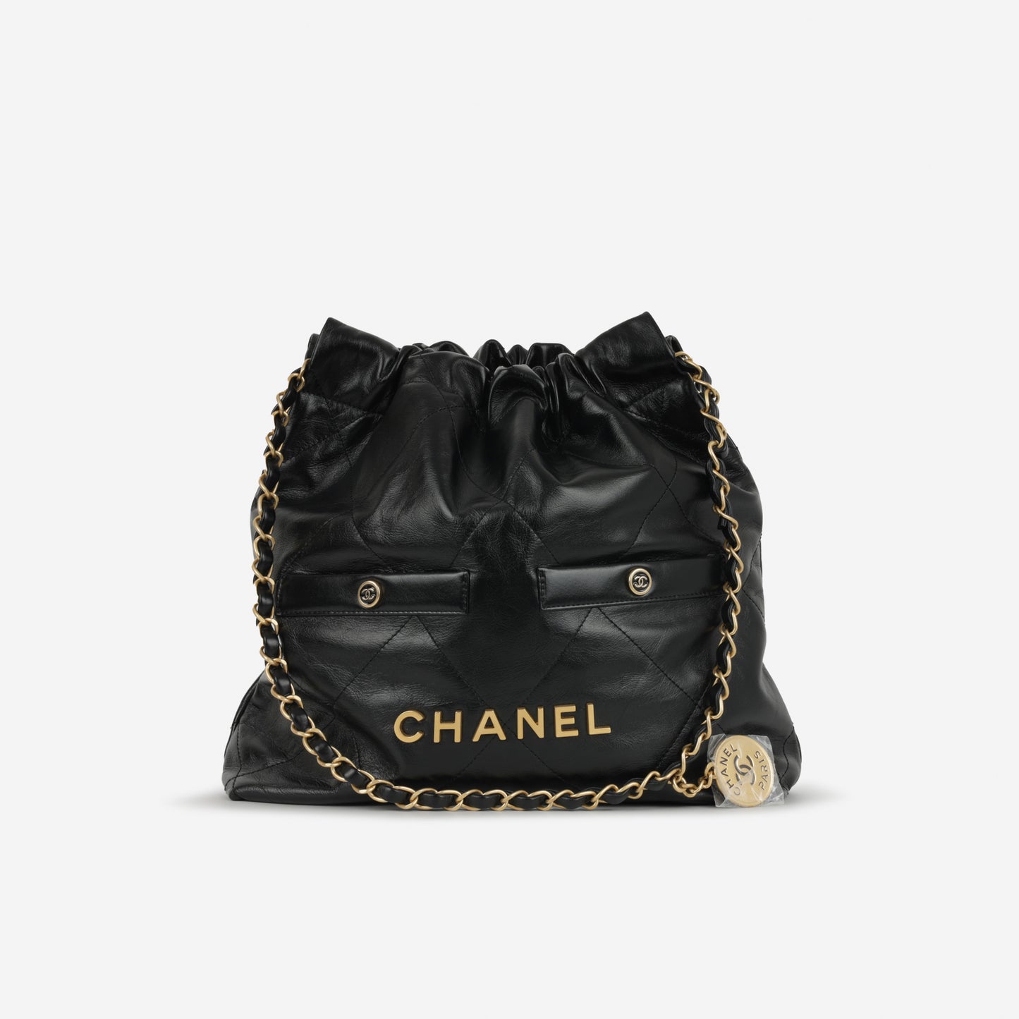 Chanel 22 CC Hobo - Black Shiny Calfskin | Gold Hardware