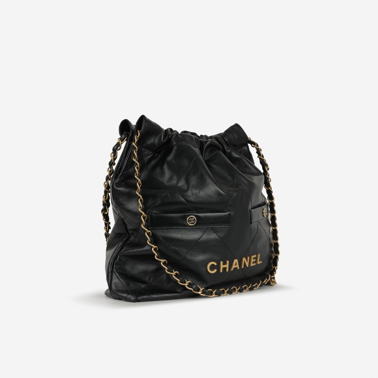Chanel 22 CC Hobo - Black Shiny Calfskin | Gold Hardware