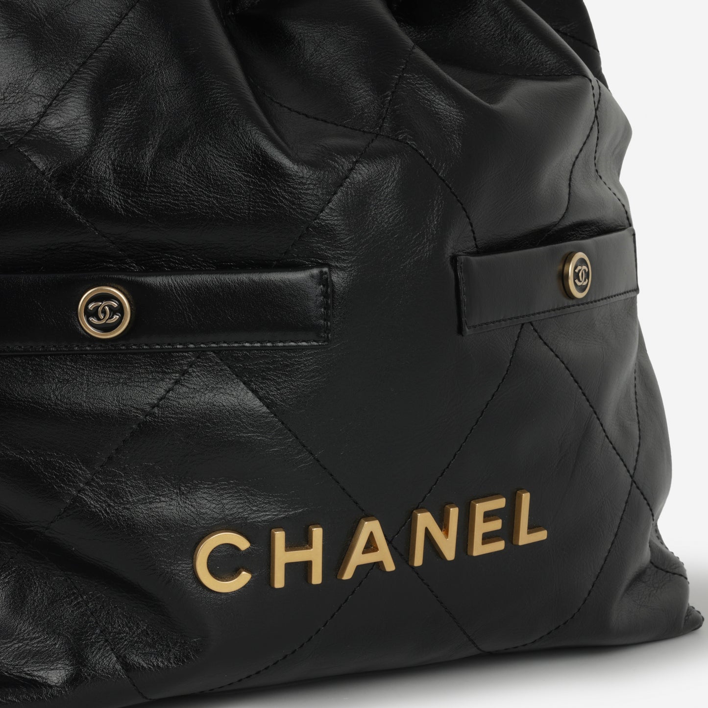 Chanel 22 CC Hobo - Black Shiny Calfskin | Gold Hardware