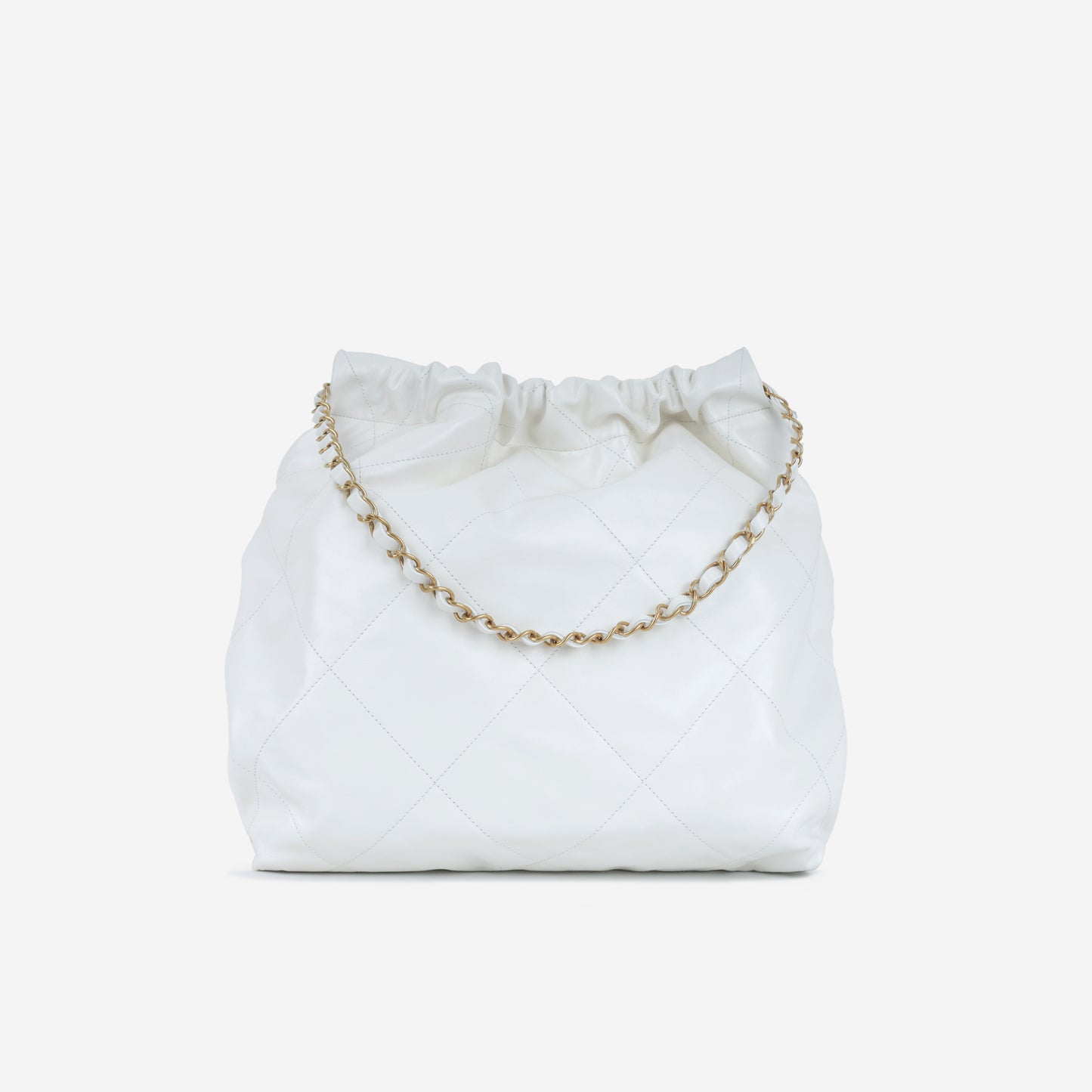 Chanel Medium 22 Hobo - White Shiny Calfskin | Gold Hardware