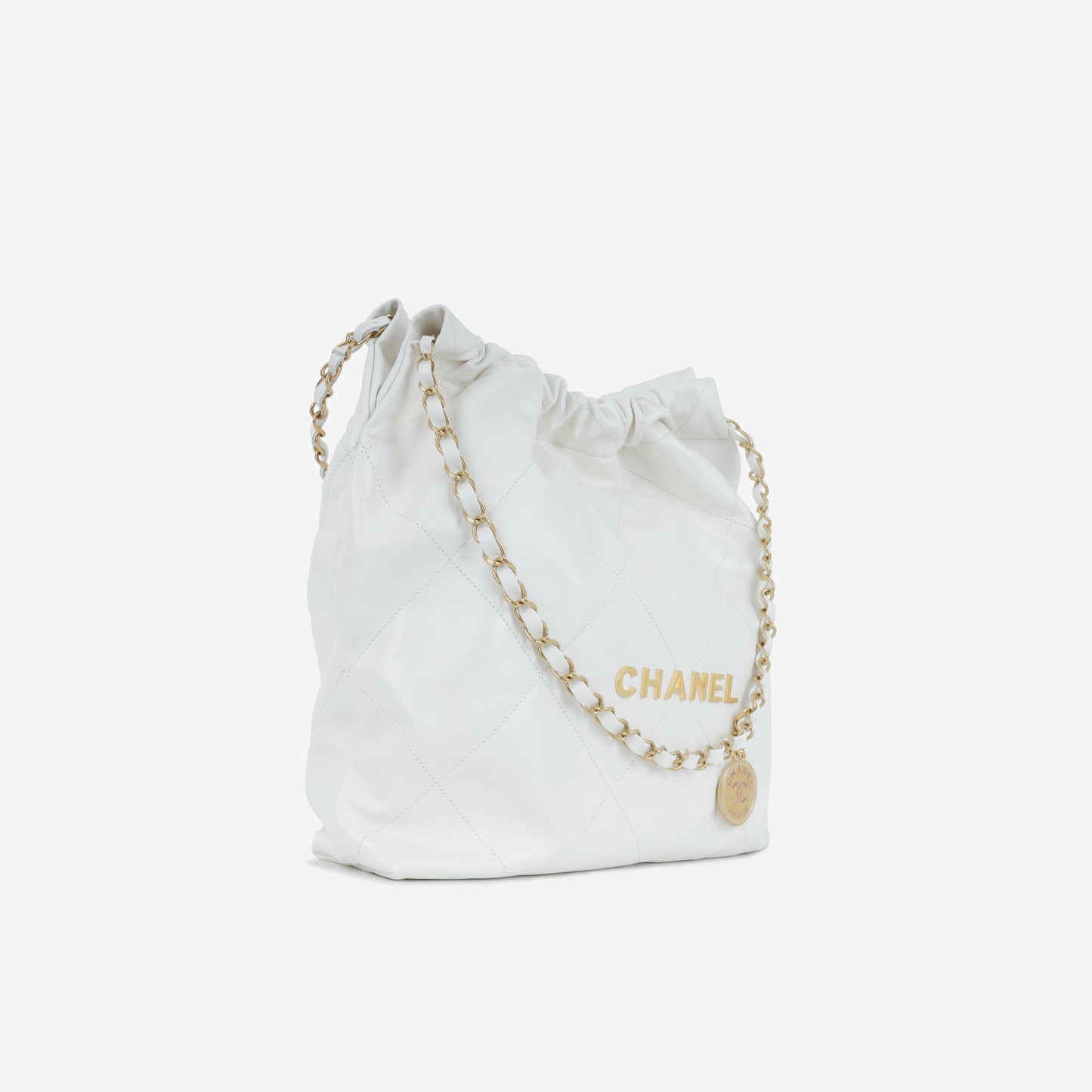 Chanel Medium 22 Hobo - White Shiny Calfskin | Gold Hardware