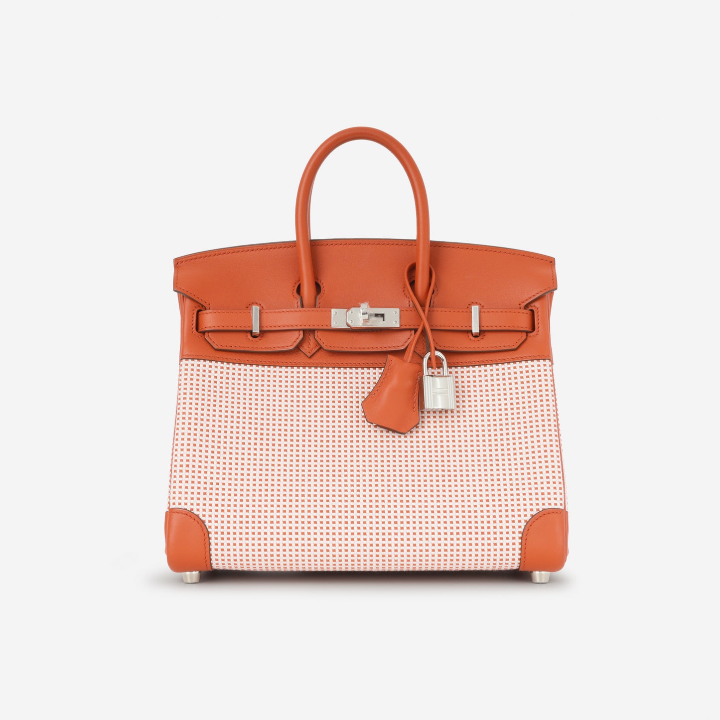 Hermès Birkin 25 - Brique Swift / Mauve Sylvester & Ecru Toile | Palladium Hardware