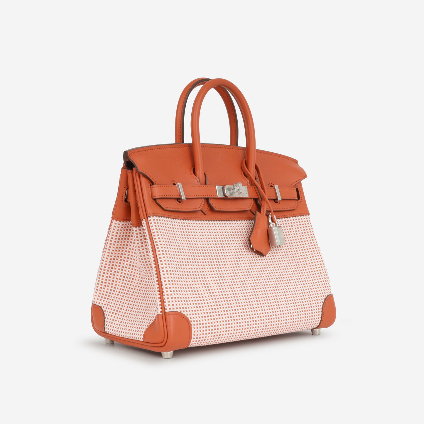 Hermès Birkin 25 - Brique Swift / Mauve Sylvester & Ecru Toile | Palladium Hardware