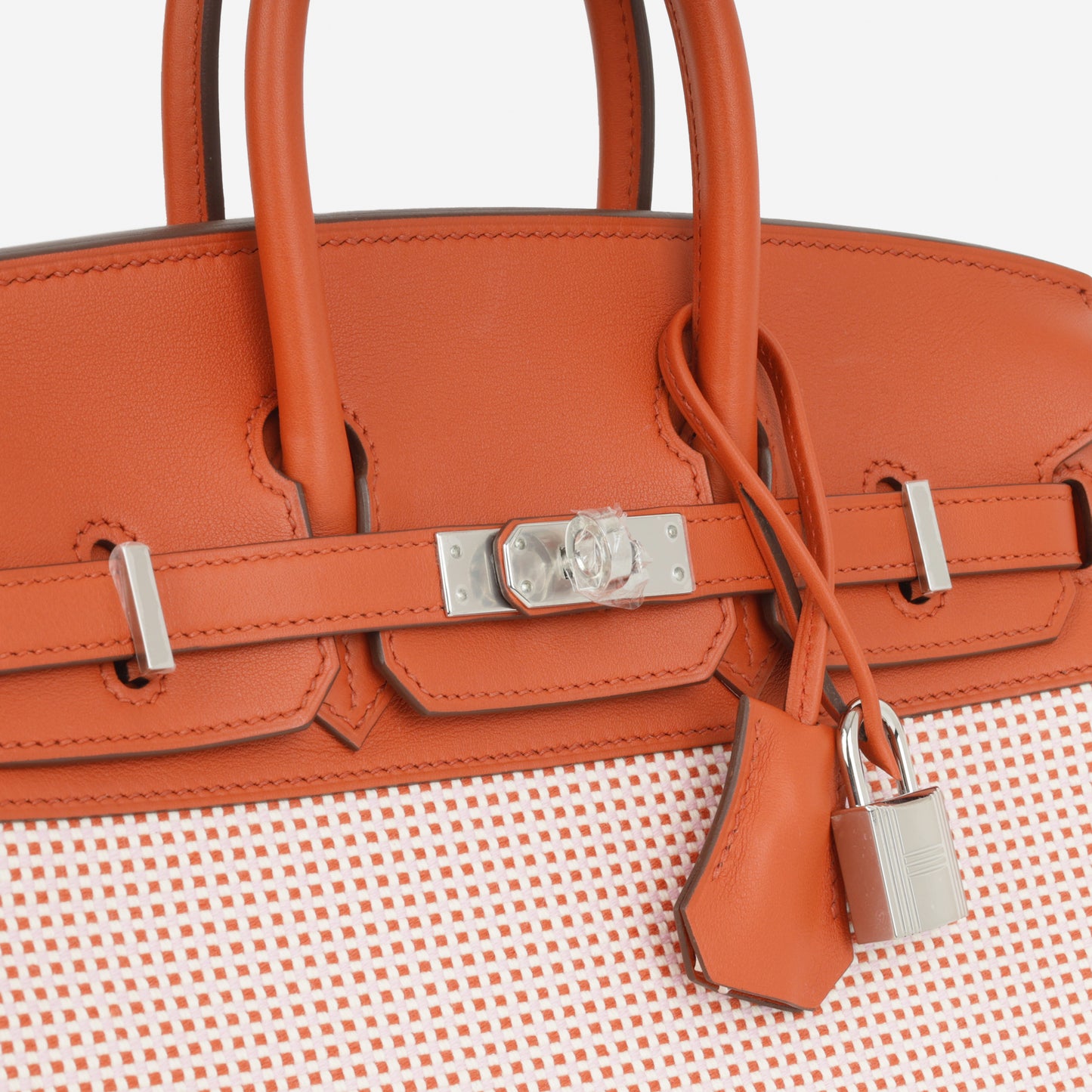 Hermès Birkin 25 - Brique Swift / Mauve Sylvester & Ecru Toile | Palladium Hardware