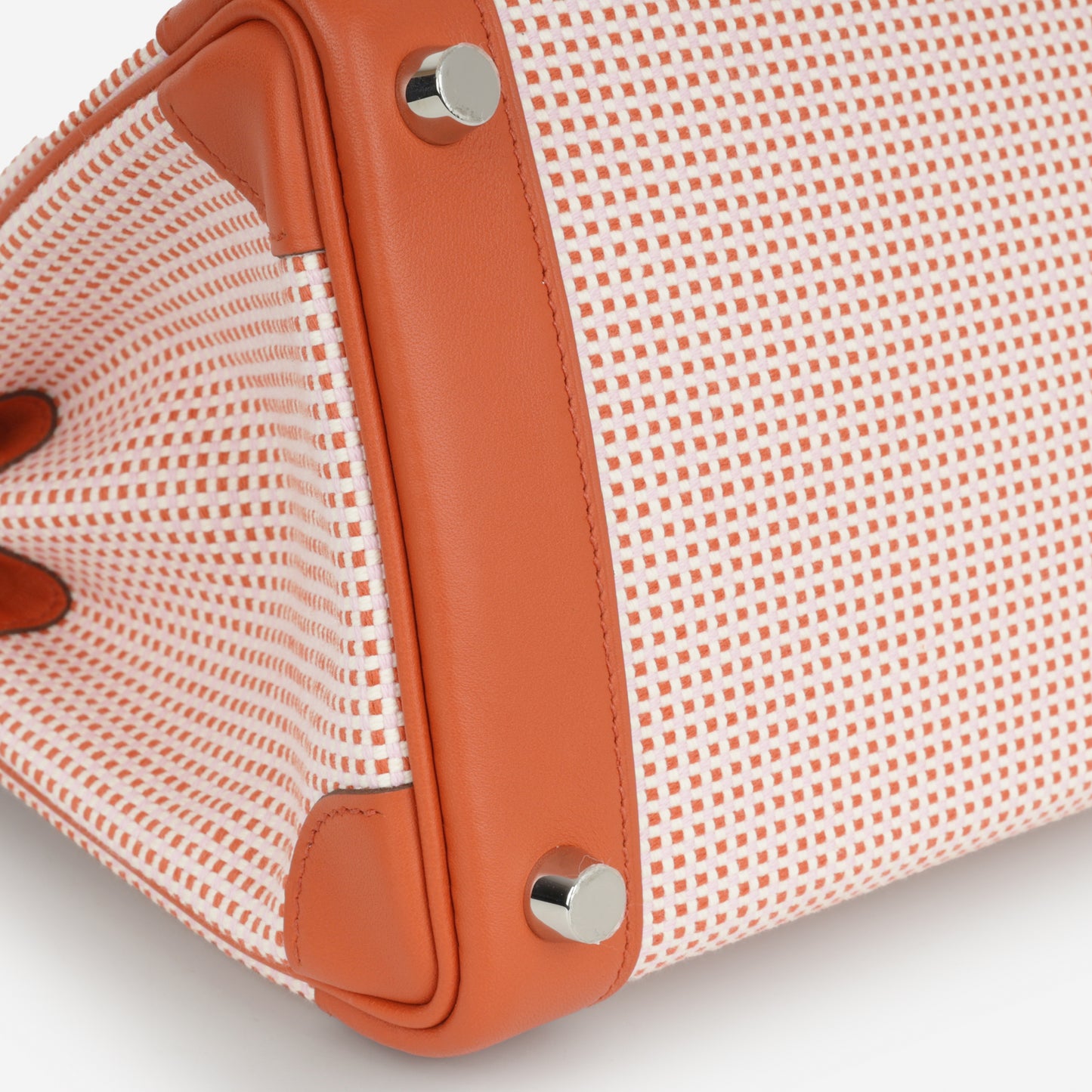 Hermès Birkin 25 - Brique Swift / Mauve Sylvester & Ecru Toile | Palladium Hardware