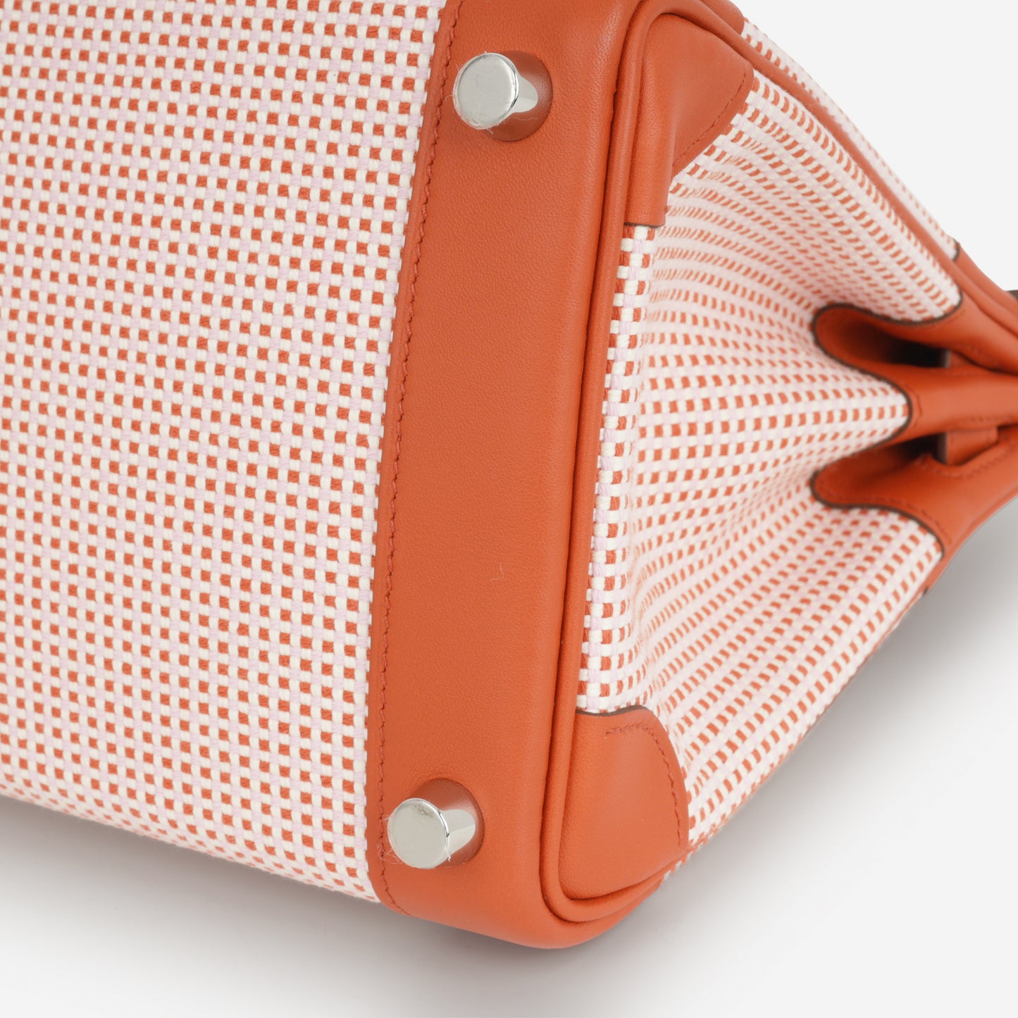 Hermès Birkin 25 - Brique Swift / Mauve Sylvester & Ecru Toile | Palladium Hardware