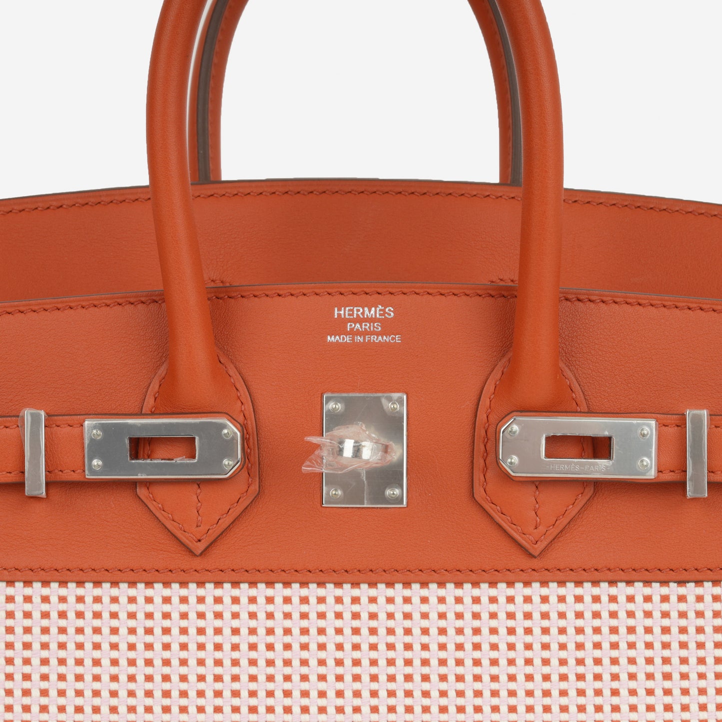 Hermès Birkin 25 - Brique Swift / Mauve Sylvester & Ecru Toile | Palladium Hardware