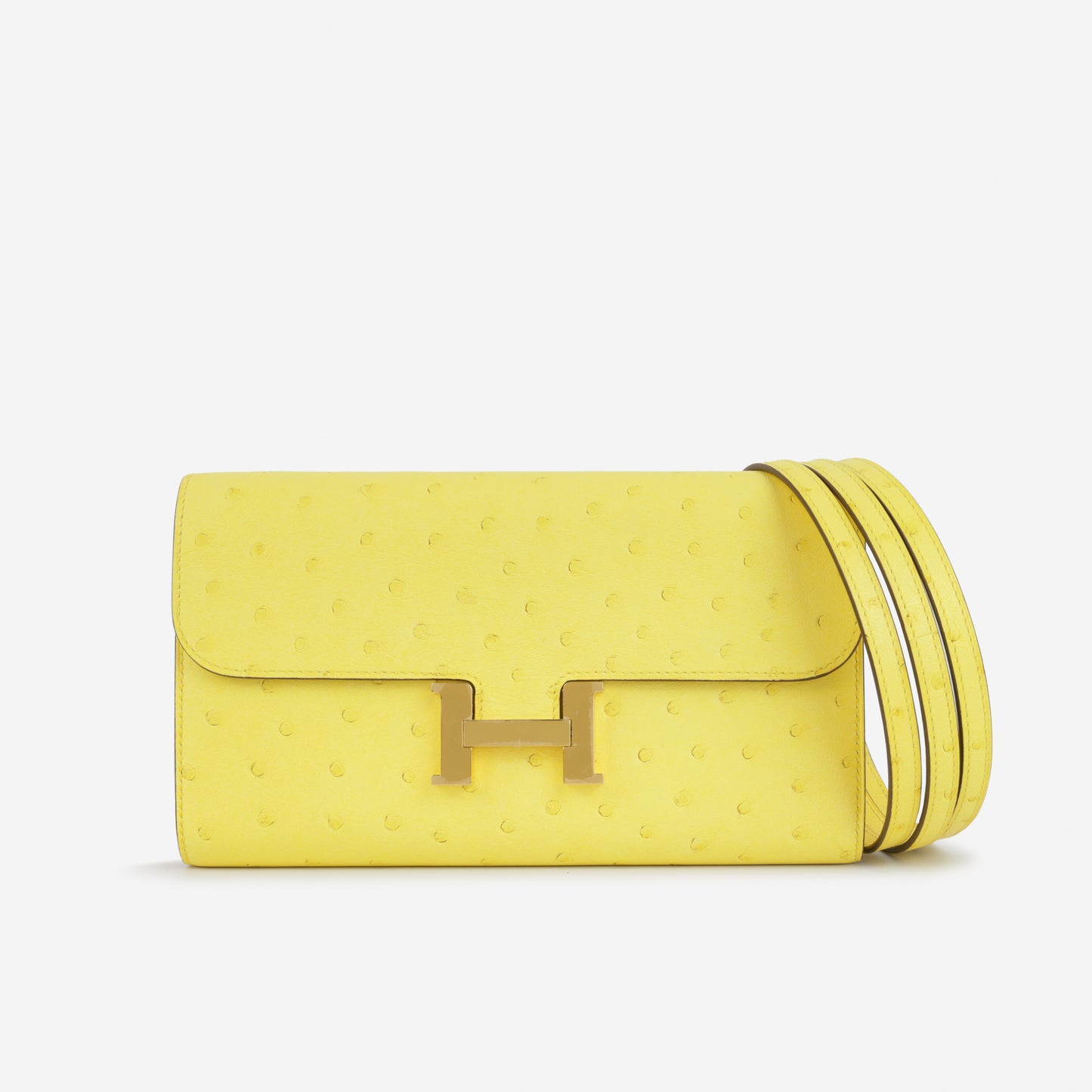 Constance To Go - Jaune Citron Ostrich | Gold Hardware