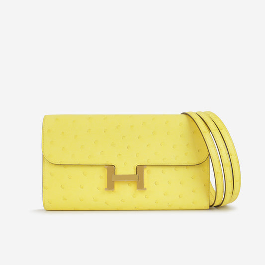 Hermès Constance To Go - Jaune Citron Ostrich | Gold Hardware