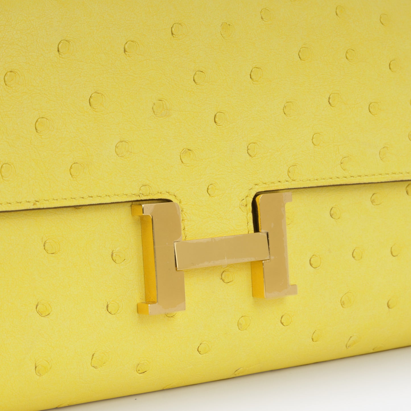 Constance To Go - Jaune Citron Ostrich | Gold Hardware