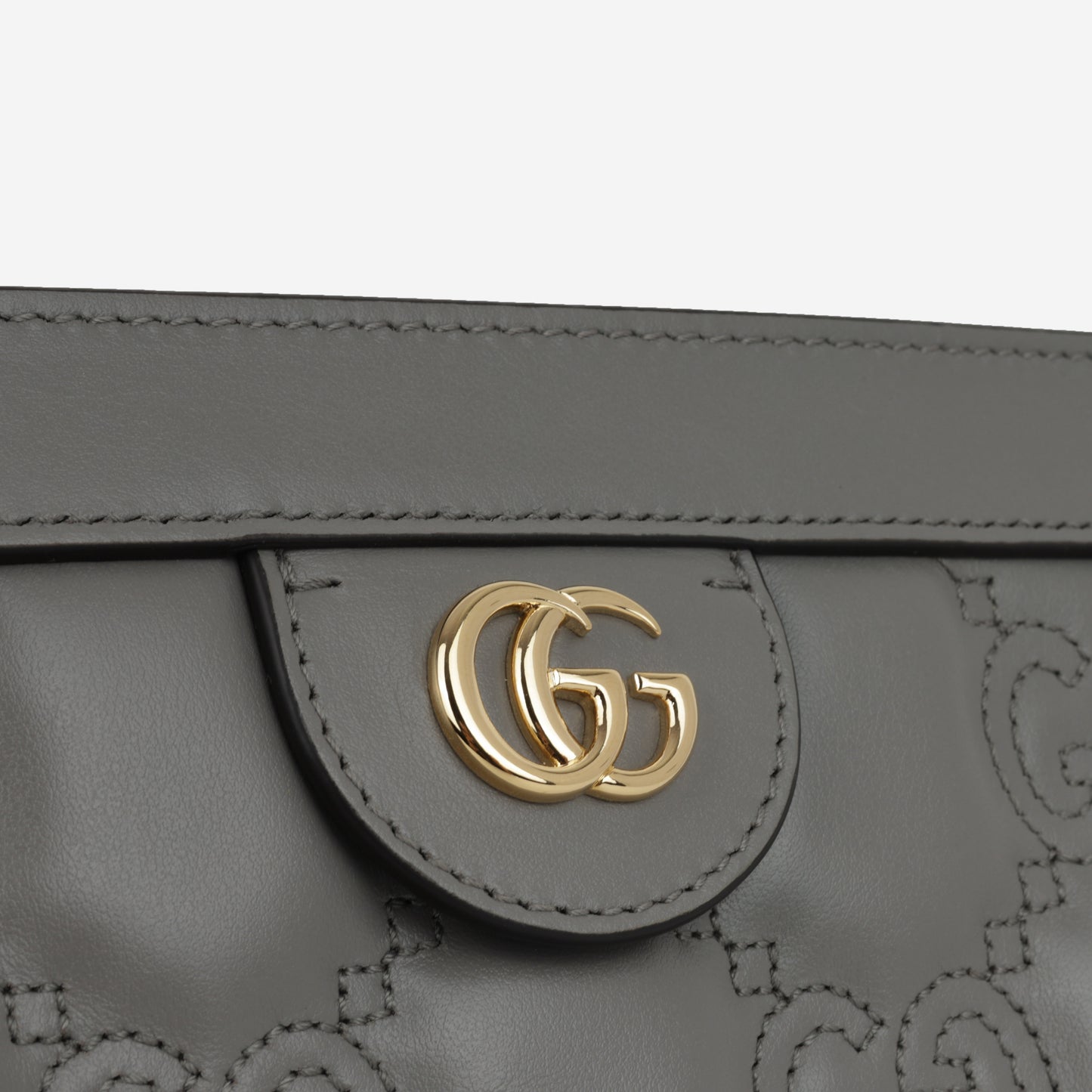 Gucci Ophidia Clasp Clutch on Chain - Grey GG Calfskin | Gold Hardware