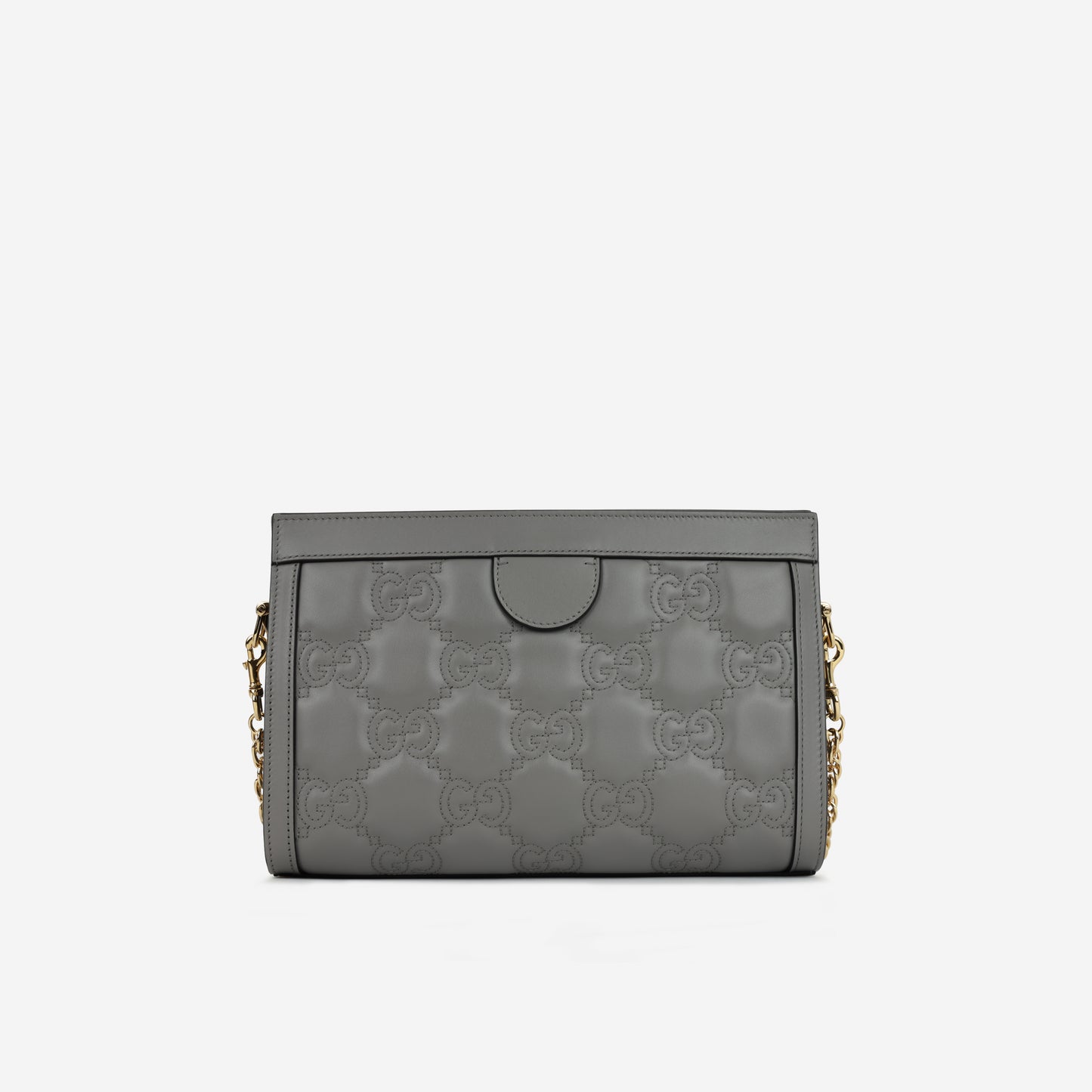Gucci Ophidia Clasp Clutch on Chain - Grey GG Calfskin | Gold Hardware