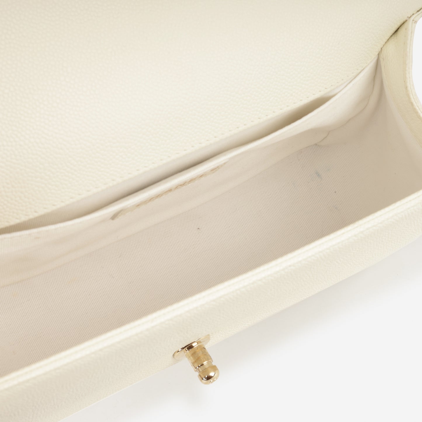 Chanel Old Medium Boy Bag - Ivory Caviar | Gold Hardware