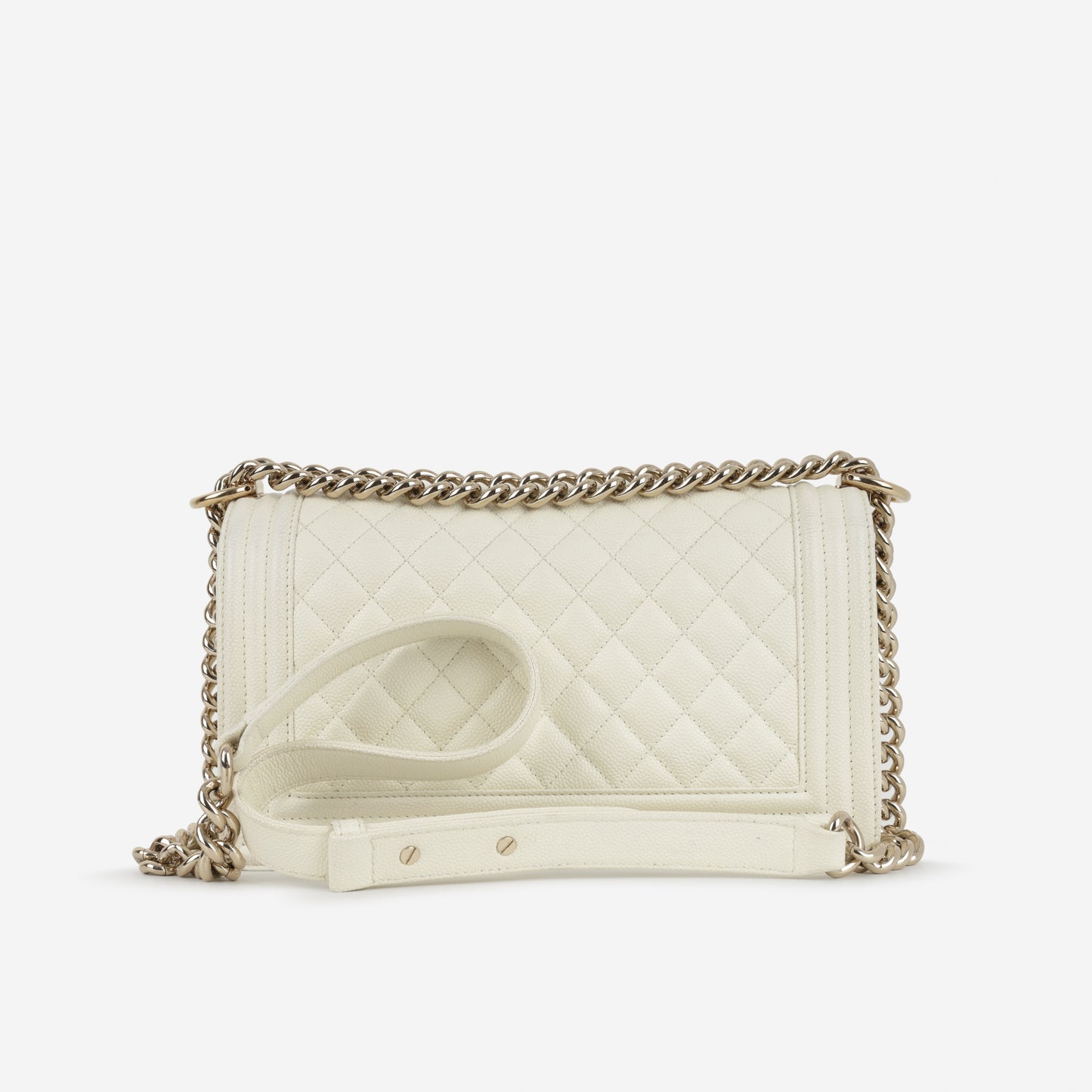 Chanel Old Medium Boy Bag - Ivory Caviar | Gold Hardware