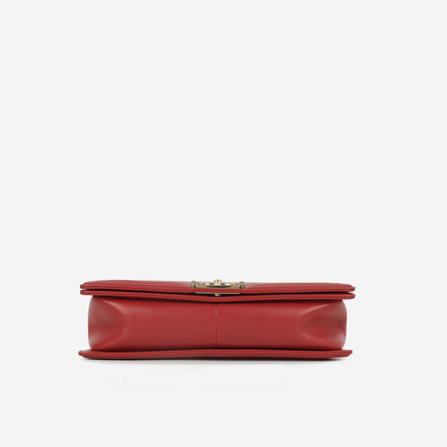 Chanel New Medium Boy Bag - Red Chevron Lambskin | Champagne Gold Hardware