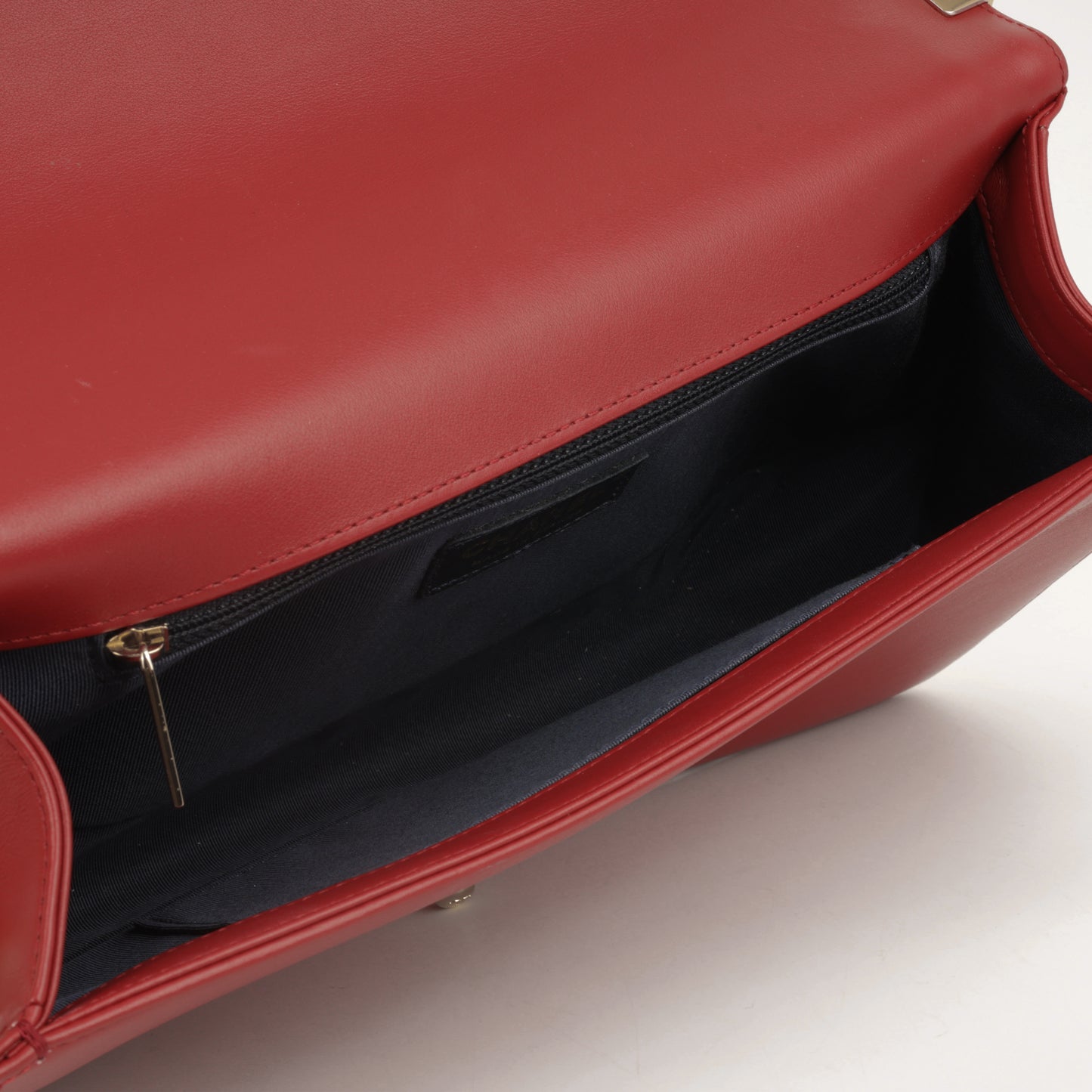 Chanel New Medium Boy Bag - Red Chevron Lambskin | Champagne Gold Hardware