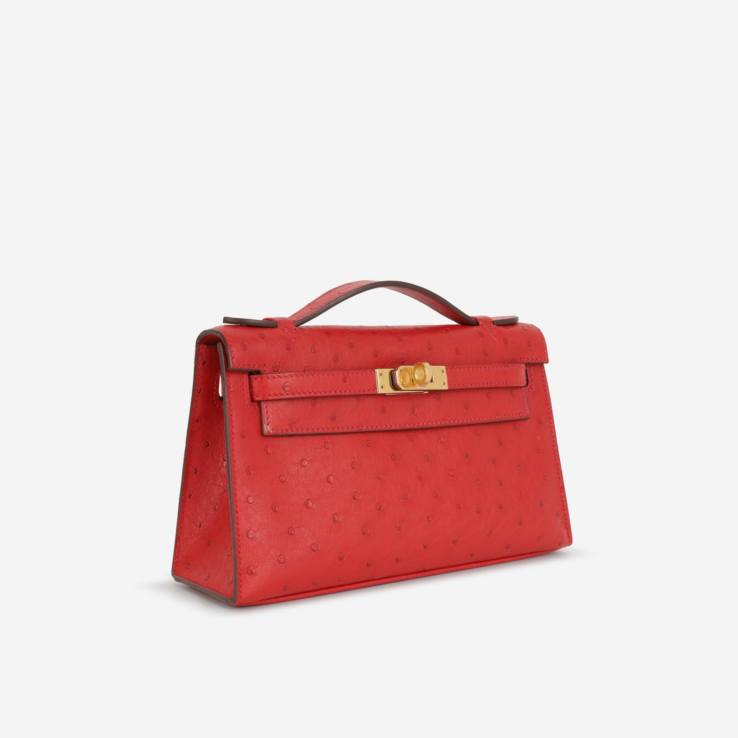 Hermès Kelly Pochette - Rouge Vif Ostrich | Gold Hardware