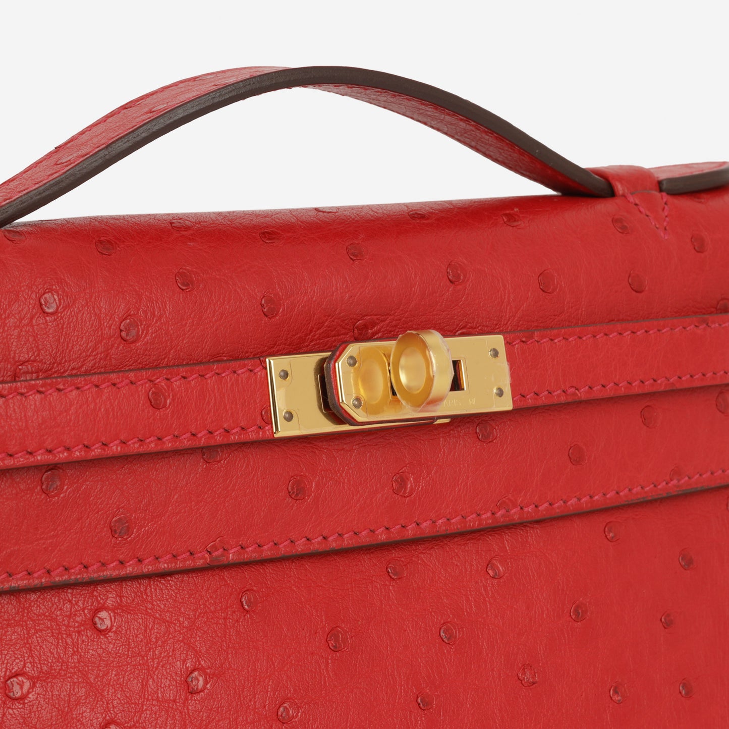 Hermès Kelly Pochette - Rouge Vif Ostrich | Gold Hardware