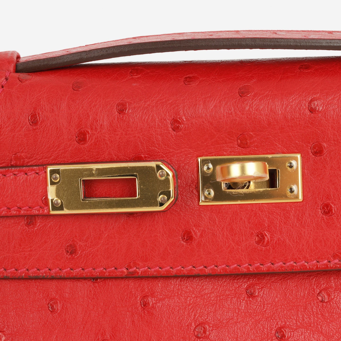 Hermès Kelly Pochette - Rouge Vif Ostrich | Gold Hardware