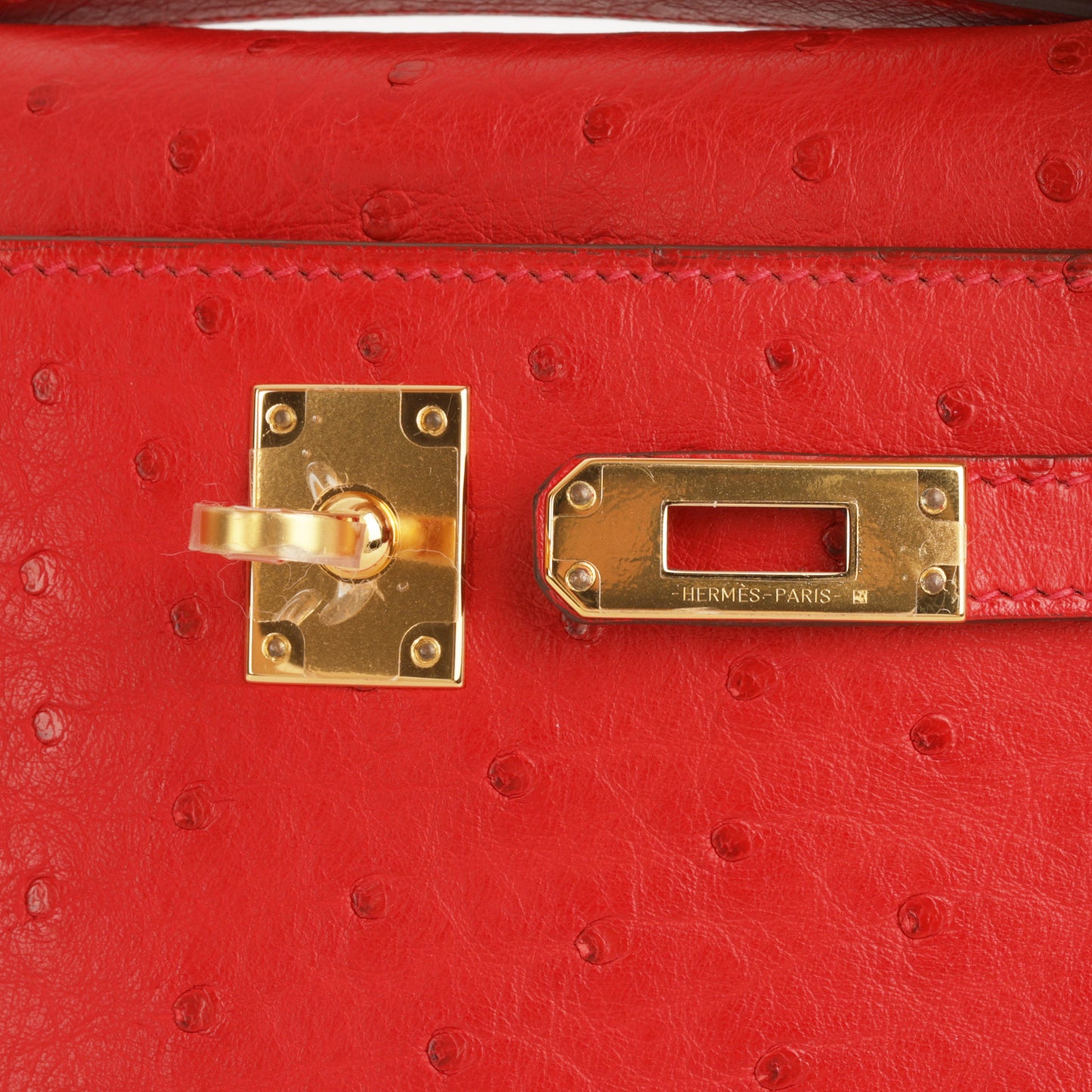Hermès Kelly Pochette - Rouge Vif Ostrich | Gold Hardware
