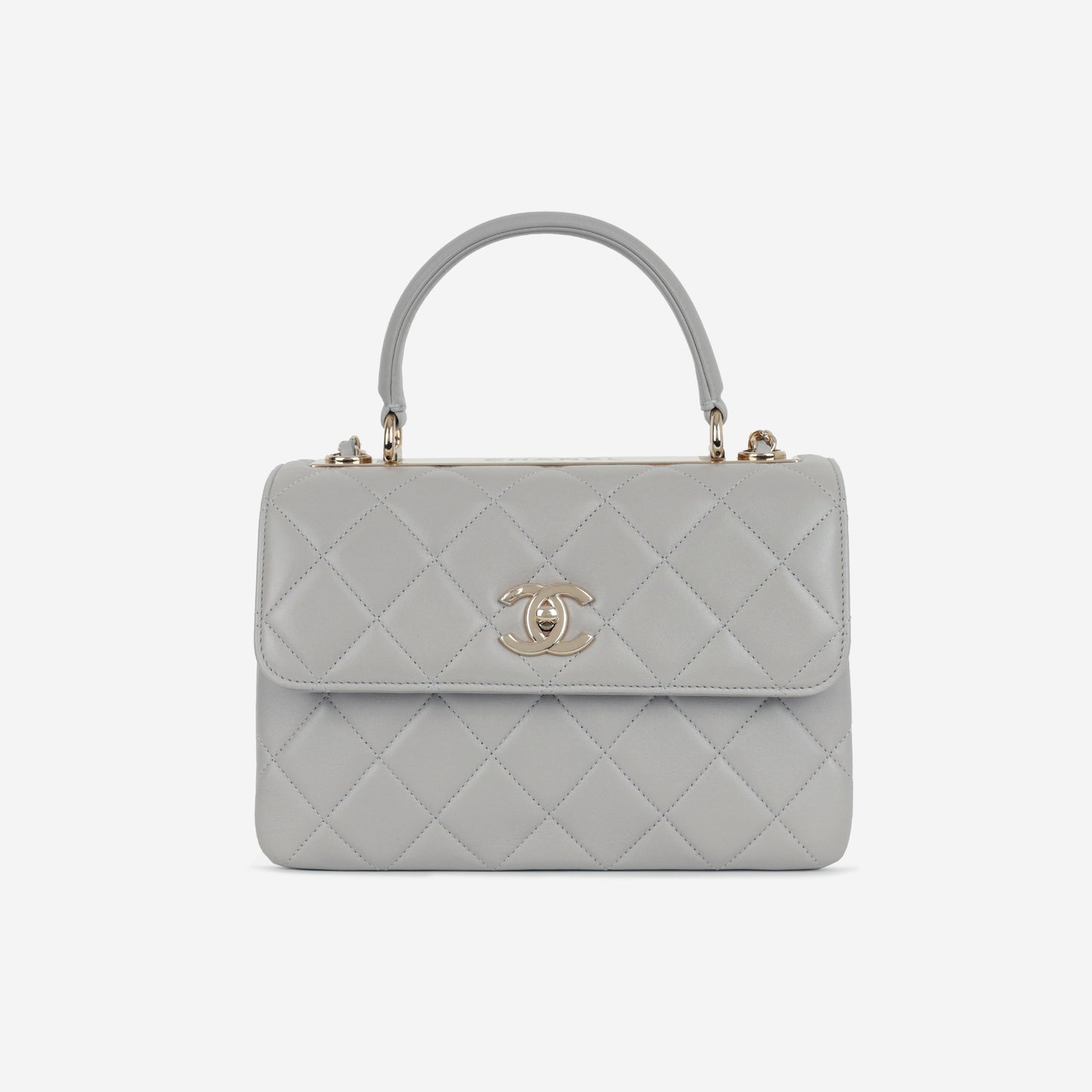 Chanel Small Trendy CC Flap Bag - Light Grey Lambskin | Champagne Gold Hardware