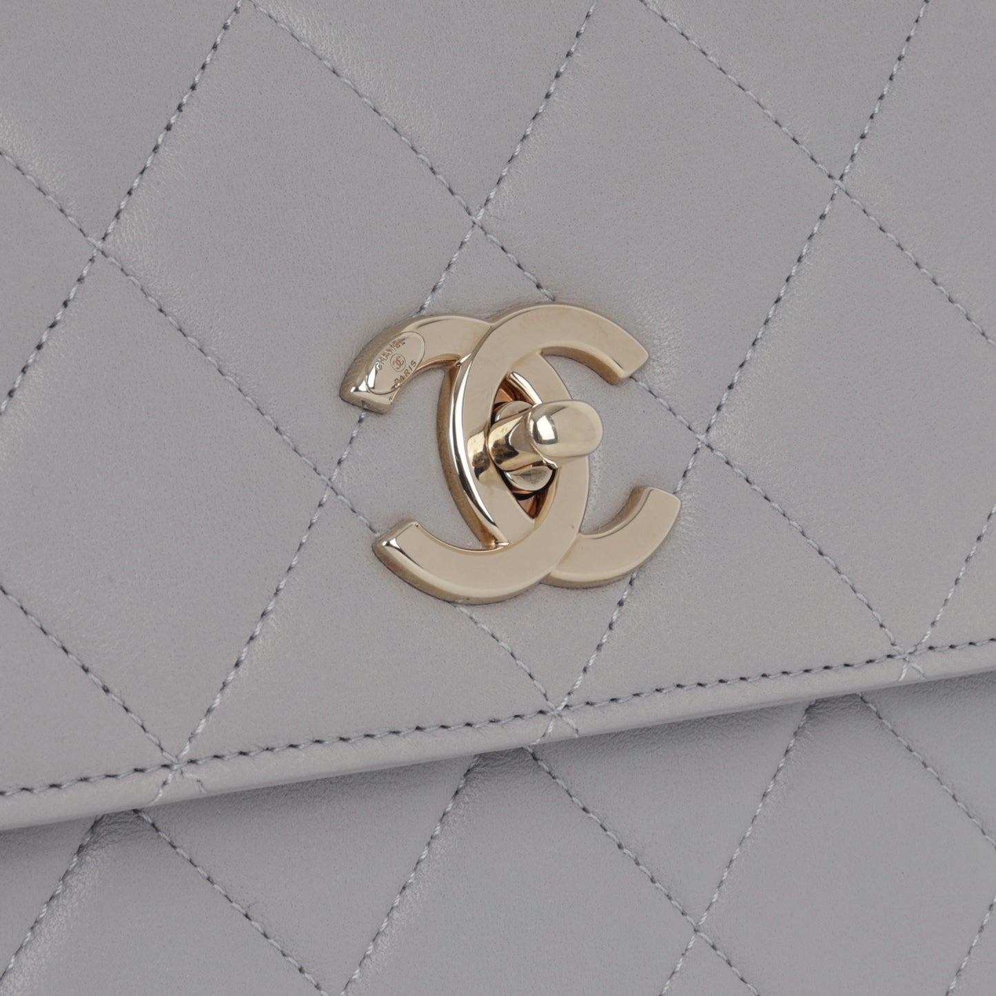 Chanel Small Trendy CC Flap Bag - Light Grey Lambskin | Champagne Gold Hardware
