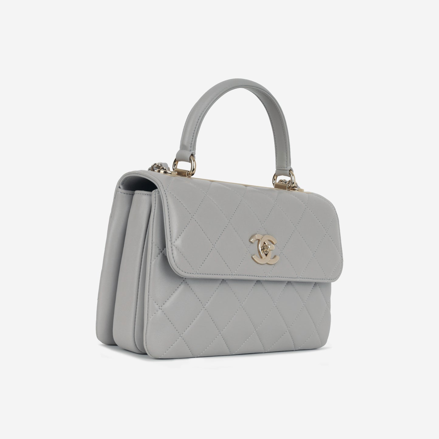 Chanel Small Trendy CC Flap Bag - Light Grey Lambskin | Champagne Gold Hardware