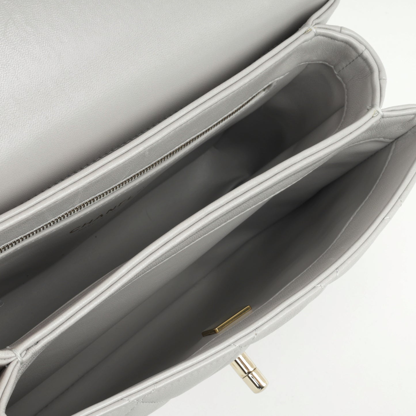 Chanel Small Trendy CC Flap Bag - Light Grey Lambskin | Champagne Gold Hardware