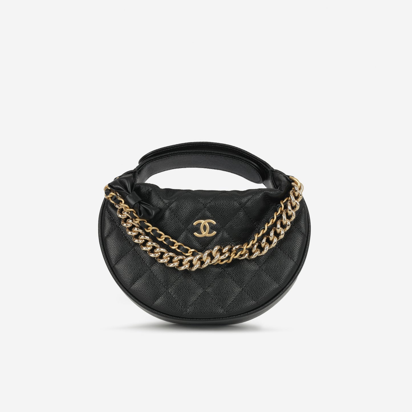 Chanel Half Moon Clutch Bag - Black Caviar | Gold Hardware