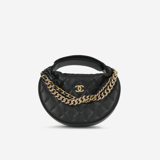 Chanel Half Moon Clutch Bag - Black Caviar | Gold Hardware