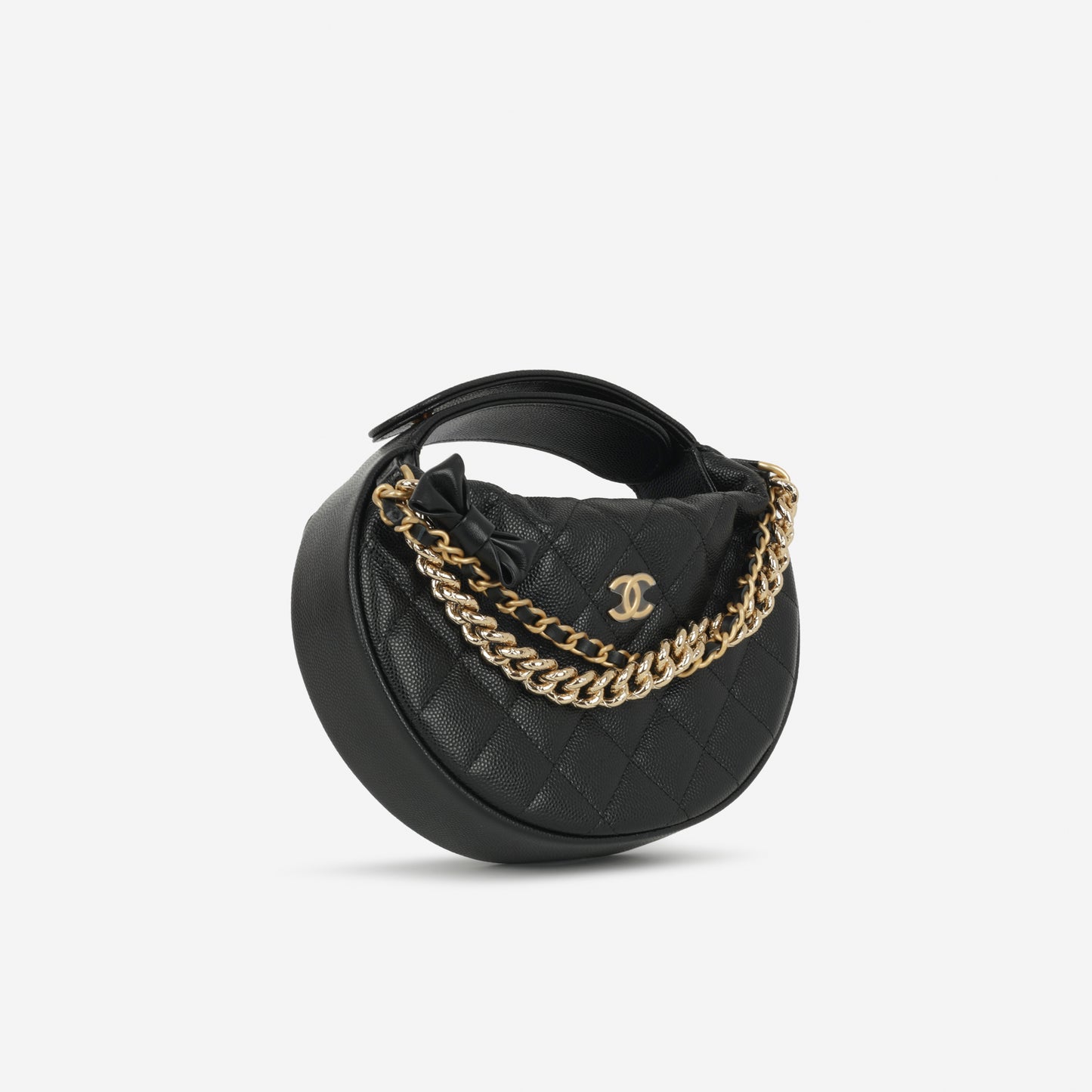 Chanel Half Moon Clutch Bag - Black Caviar | Gold Hardware