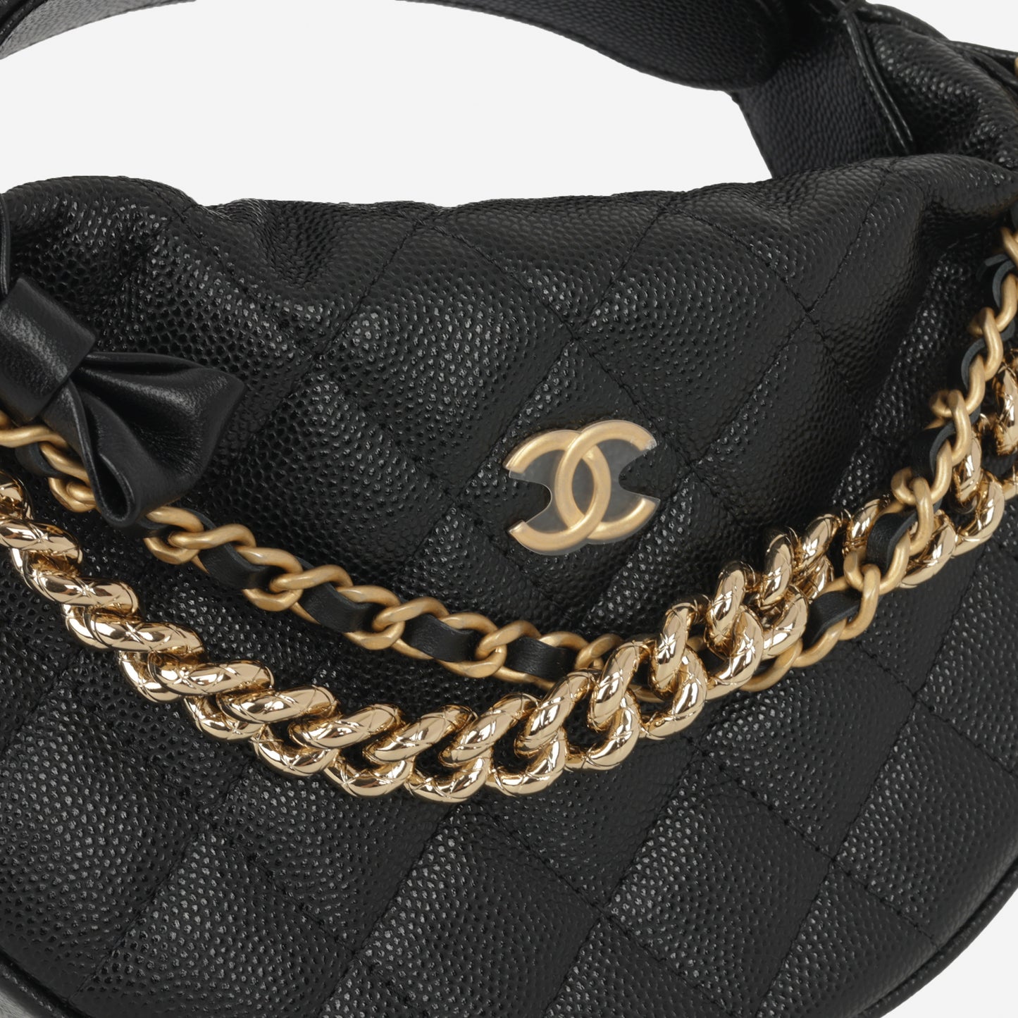 Chanel Half Moon Clutch Bag - Black Caviar | Gold Hardware